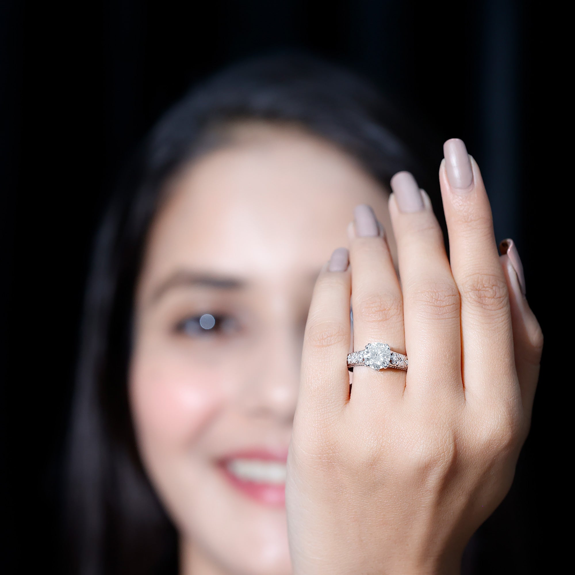 Lab Grown Diamond Antique Looking Engagement Ring Lab - ( EF-VS ) - Rosec Jewels