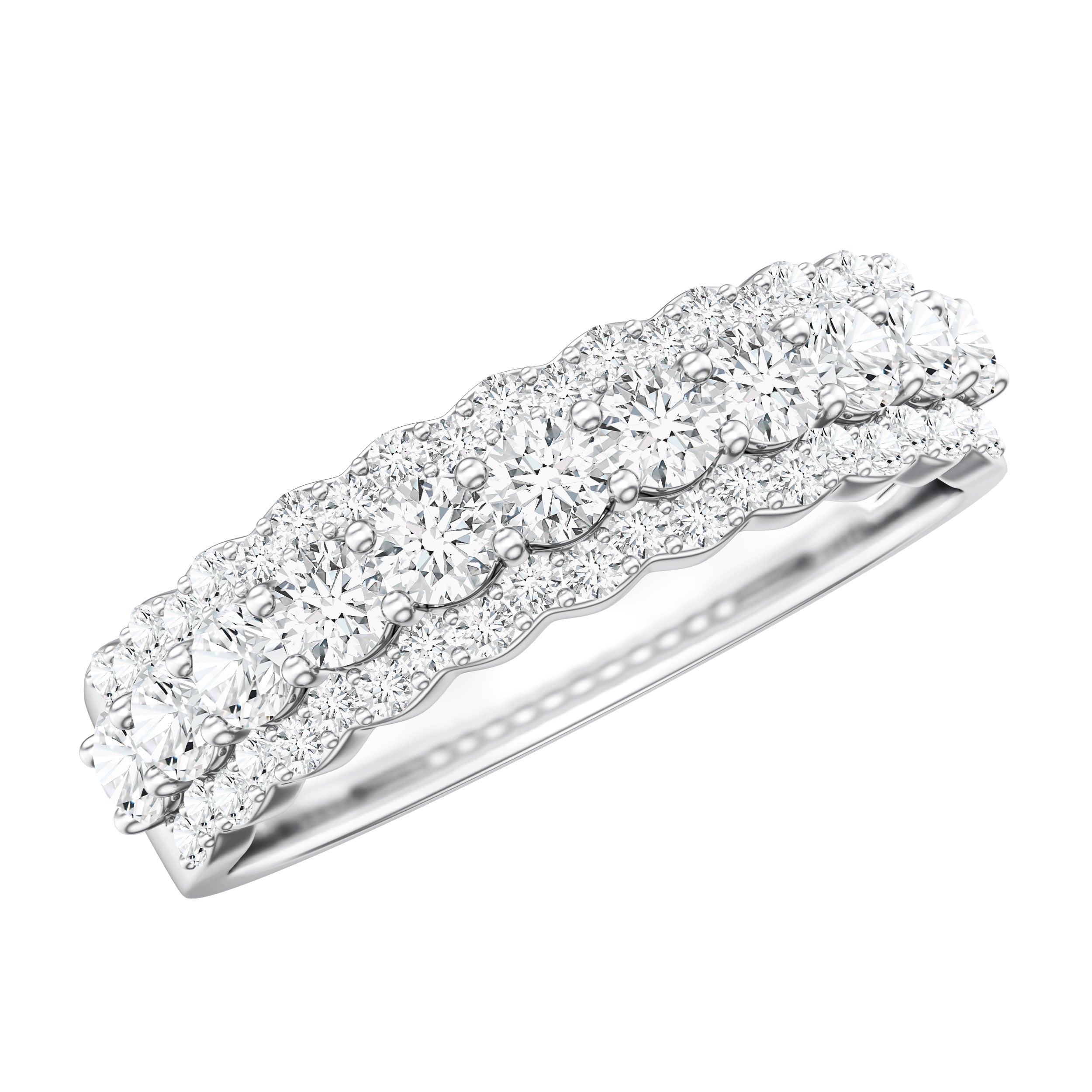 Certified Diamond Half Eternity Anniversary Ring Lab - ( EF-VS ) - Rosec Jewels
