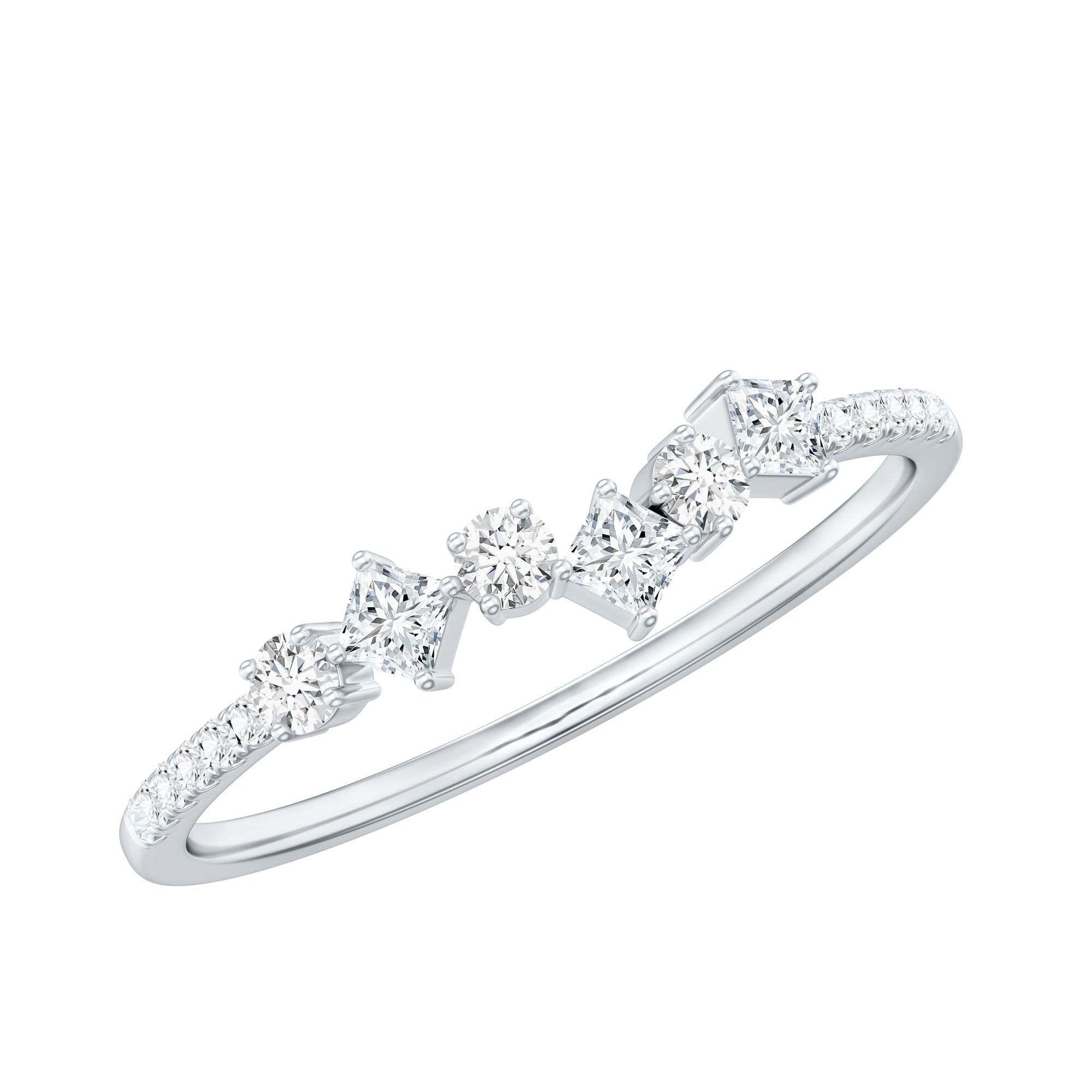 Minimalist Lab Grown Diamond Half Eternity Ring Lab - ( EF-VS ) - Rosec Jewels