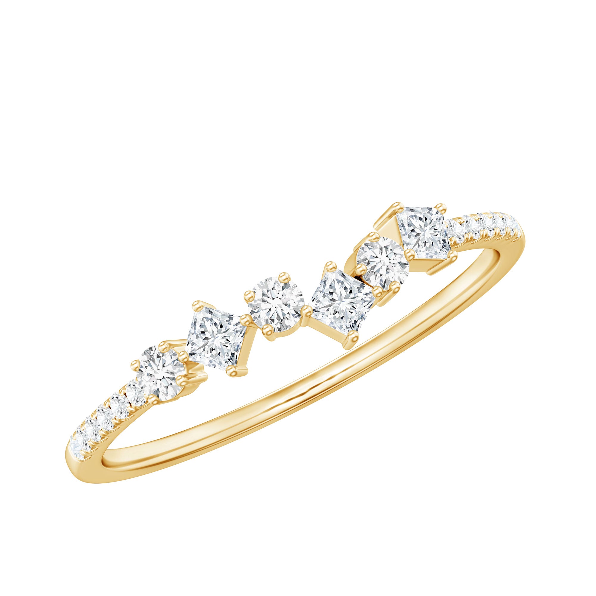 Minimalist Lab Grown Diamond Half Eternity Ring Lab - ( EF-VS ) - Rosec Jewels
