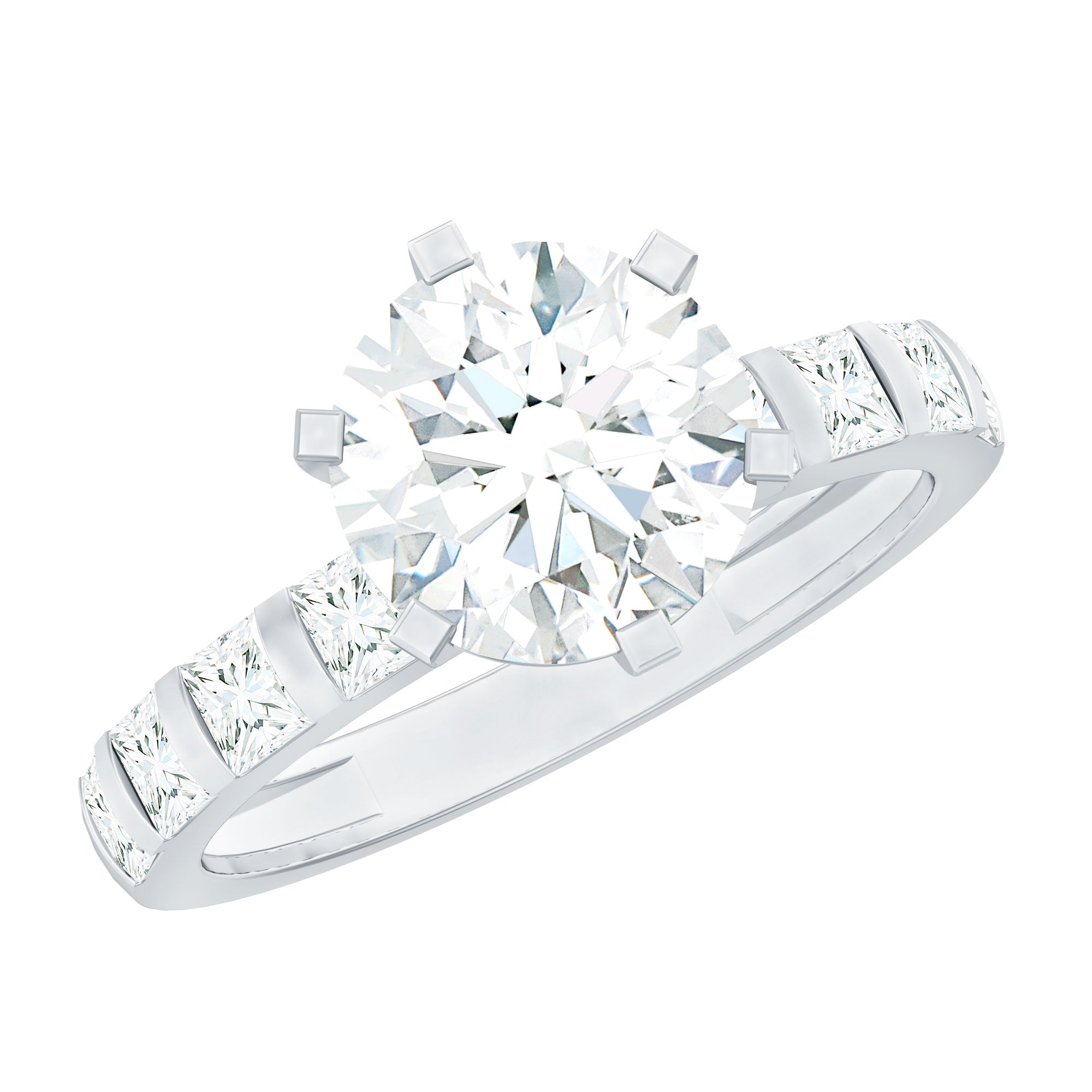 Rosec Jewels-Certified Lab Diamond 8 mm Round Engagement Ring With 6 Prong