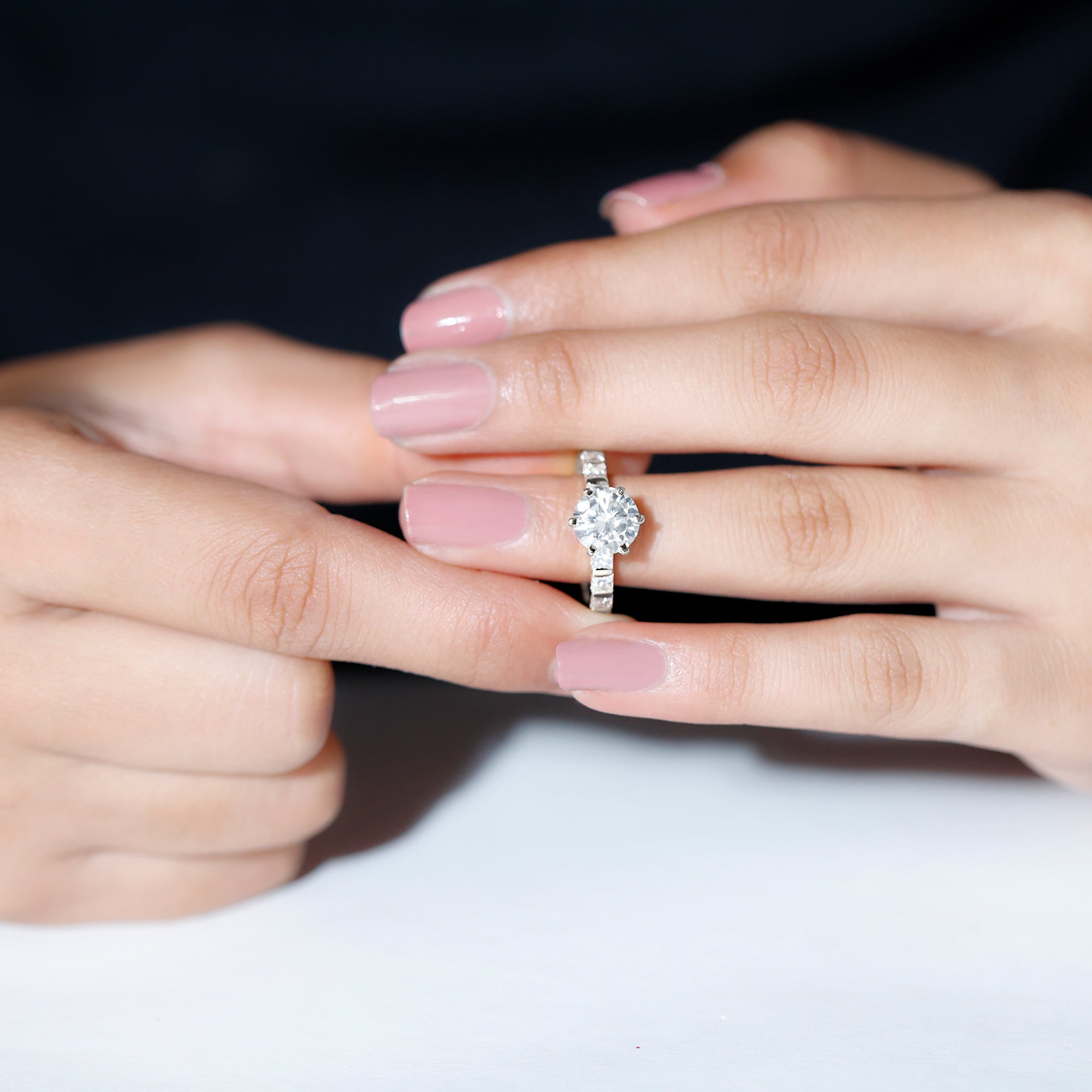 Rosec Jewels-Certified Lab Diamond 8 mm Round Engagement Ring With 6 Prong