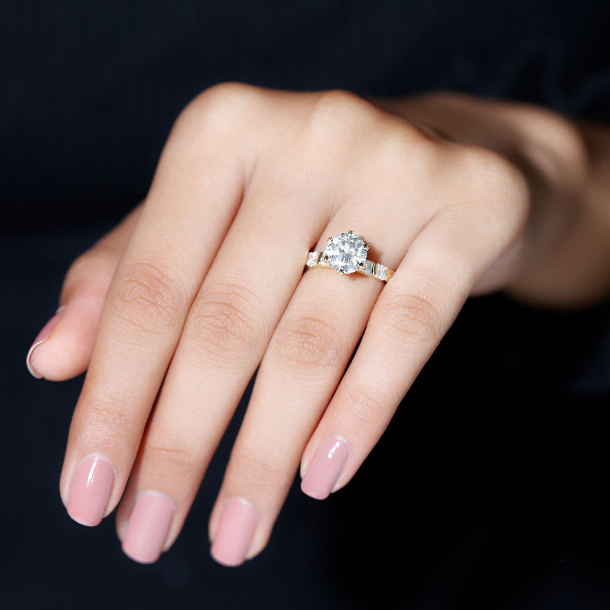 Rosec Jewels-Certified Lab Diamond 8 mm Round Engagement Ring With 6 Prong