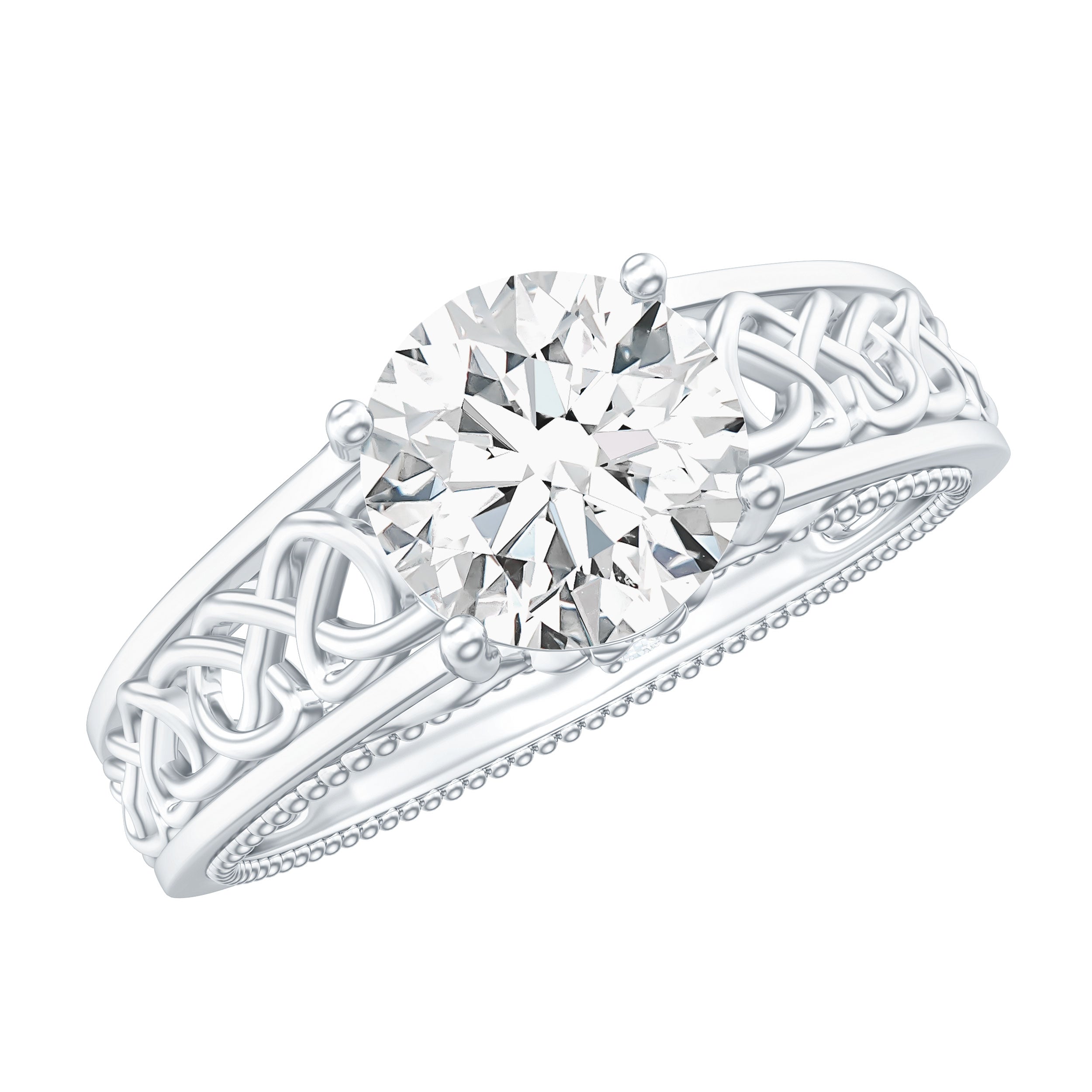 Certified 7 MM Lab Grown Diamond Celtic Design Engagement Ring Lab - ( EF-VS ) - Rosec Jewels