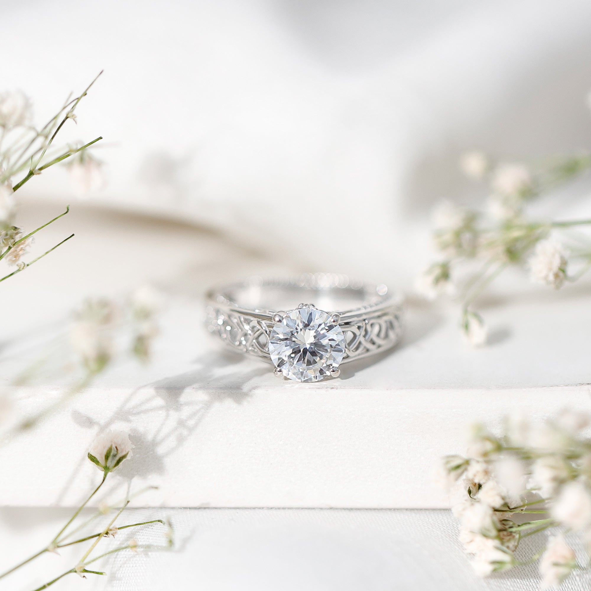 Certified 7 MM Lab Grown Diamond Celtic Design Engagement Ring Lab - ( EF-VS ) - Rosec Jewels