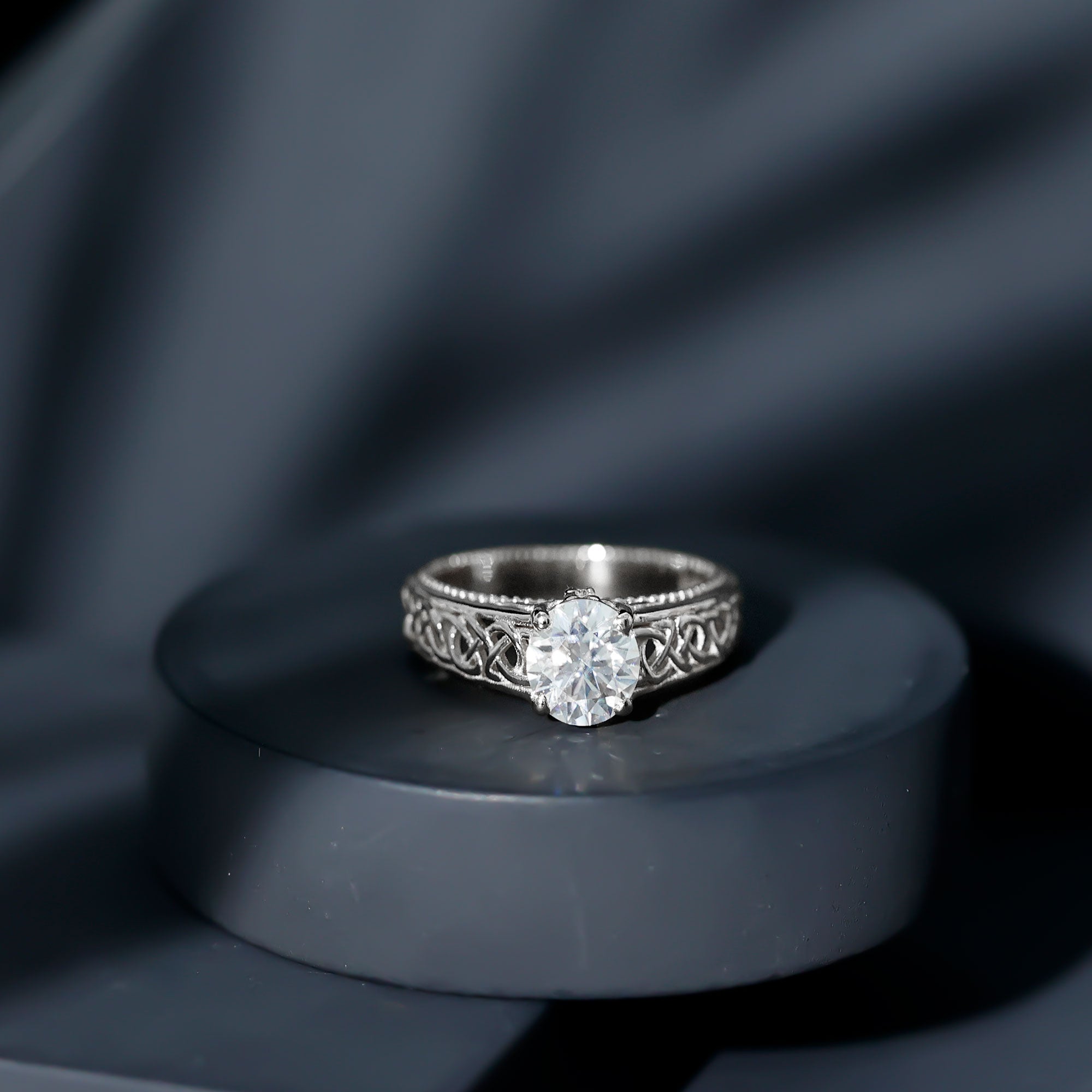 Certified 7 MM Lab Grown Diamond Celtic Design Engagement Ring Lab - ( EF-VS ) - Rosec Jewels