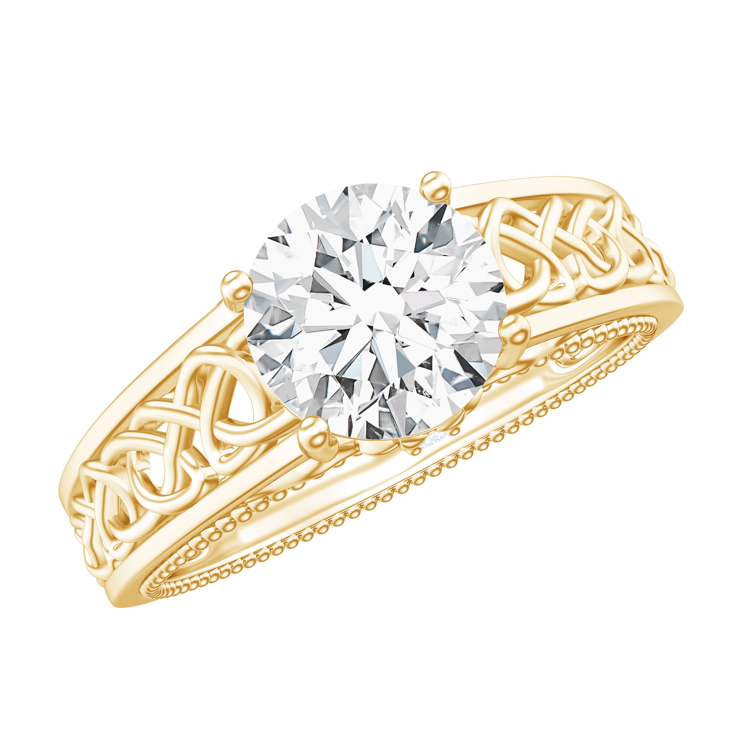 Certified 7 MM Lab Grown Diamond Celtic Design Engagement Ring Lab - ( EF-VS ) - Rosec Jewels