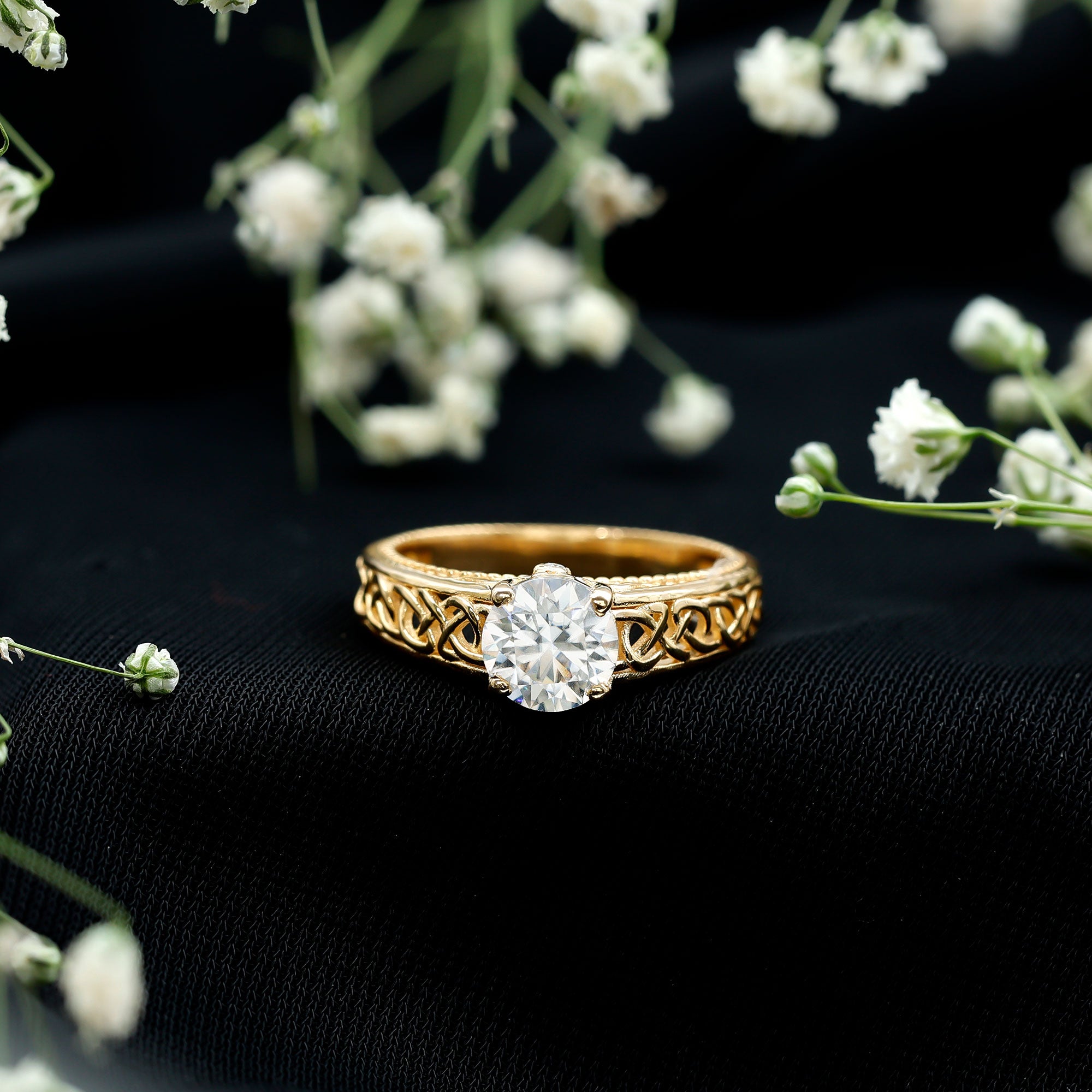 Rosec Jewels-Certified 7 MM Lab Grown Diamond Celtic Design Engagement Ring