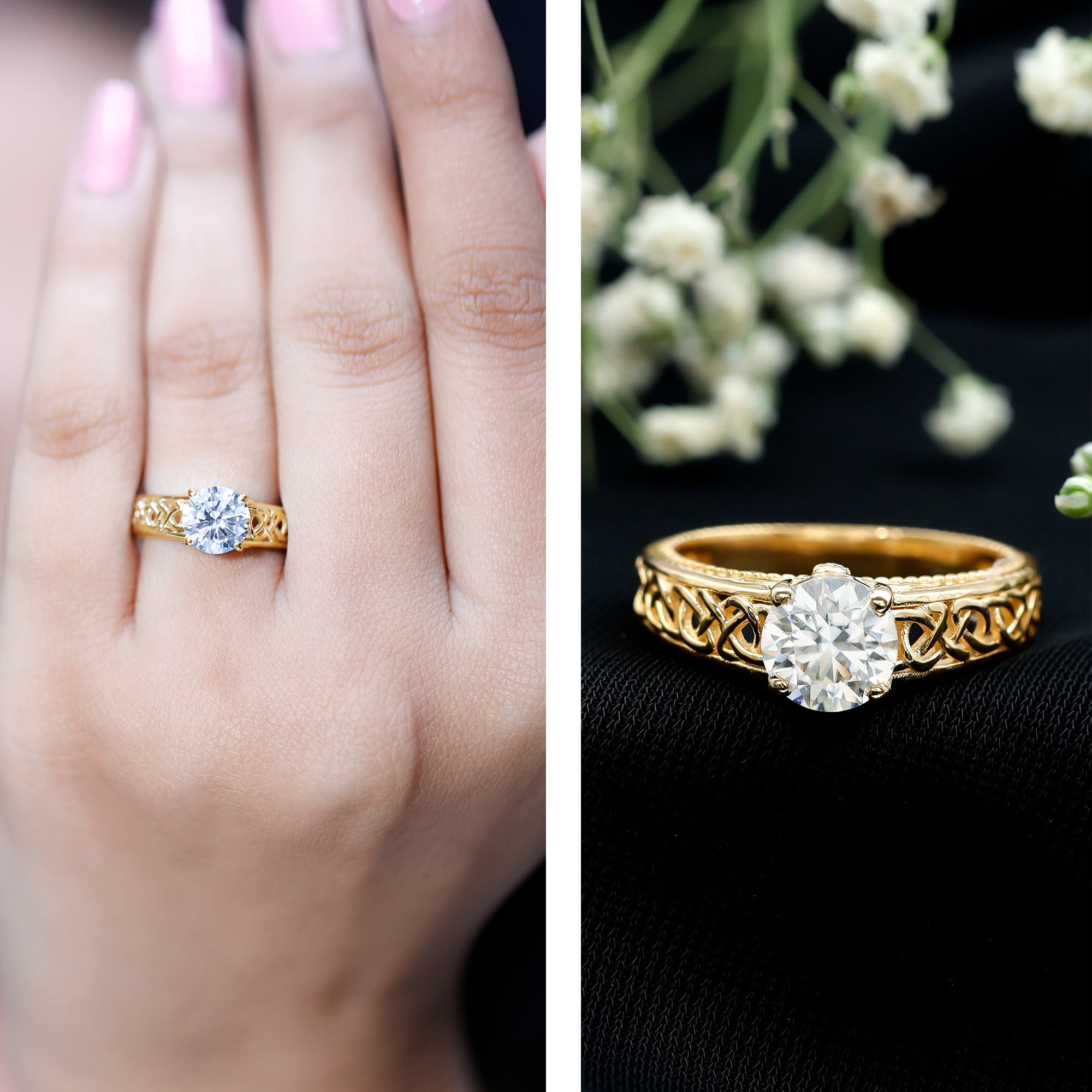 Certified 7 MM Lab Grown Diamond Celtic Design Engagement Ring Lab - ( EF-VS ) - Rosec Jewels