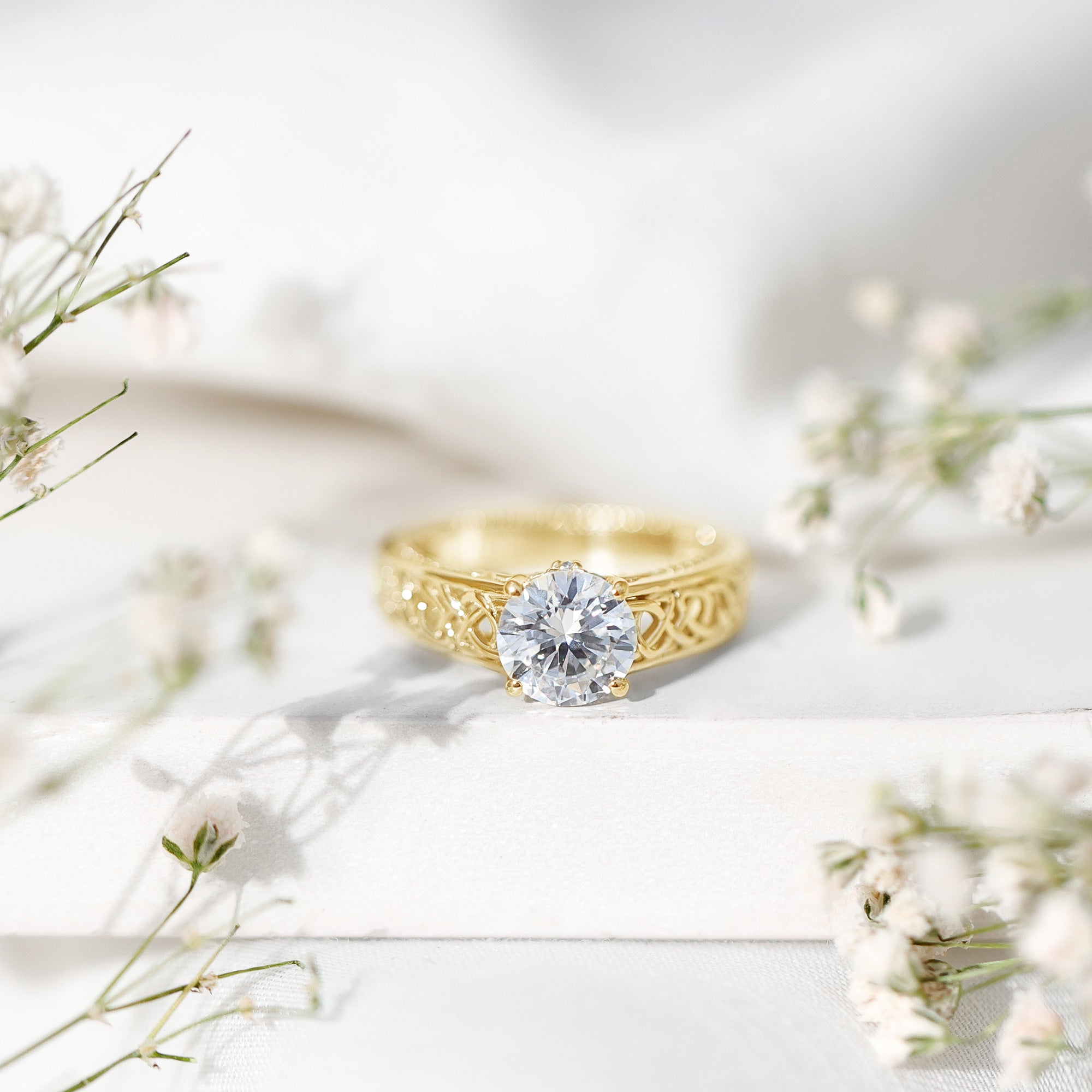 Certified 7 MM Lab Grown Diamond Celtic Design Engagement Ring Lab - ( EF-VS ) - Rosec Jewels