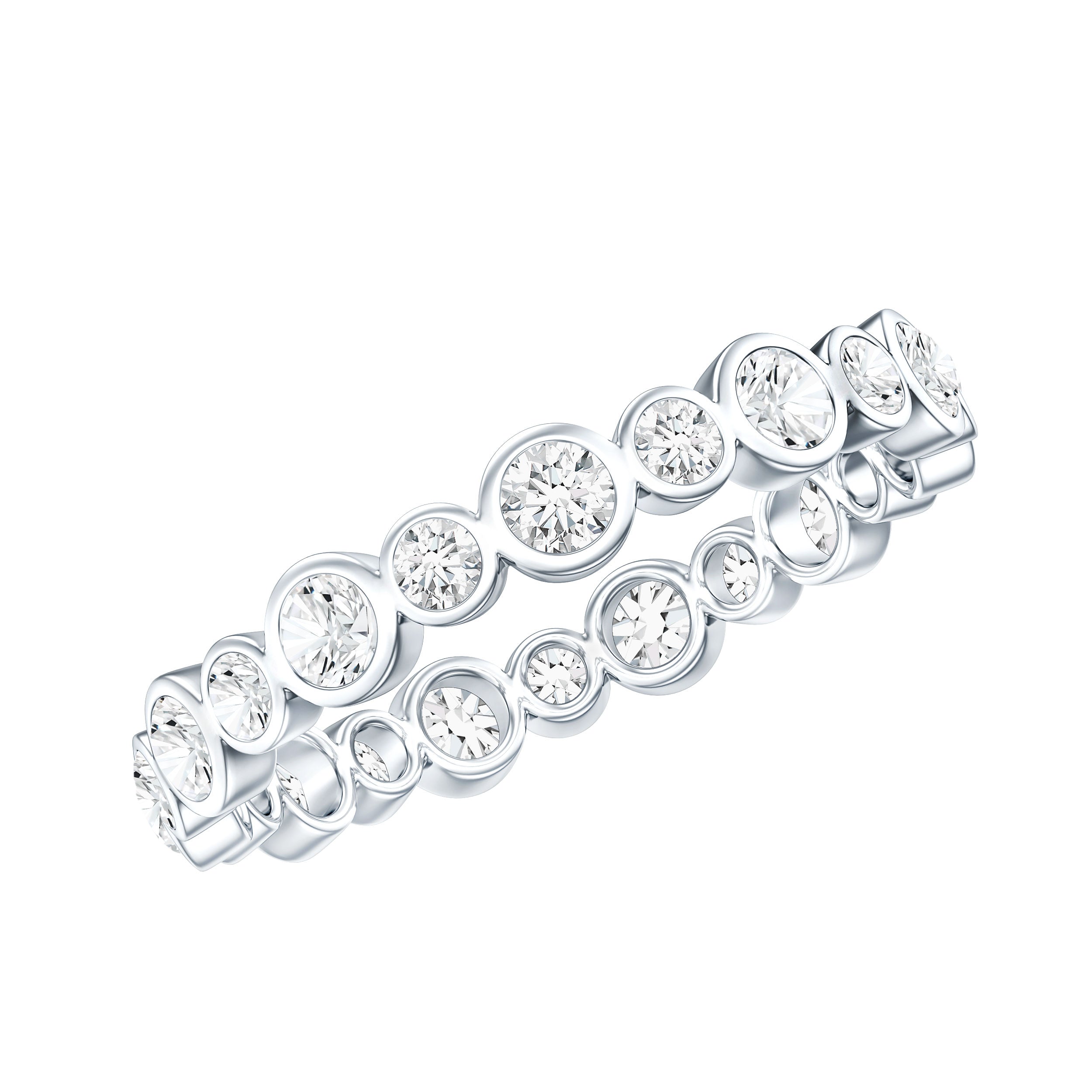 Round Cut Lab Grown Diamond Bezel Set Eternity Band