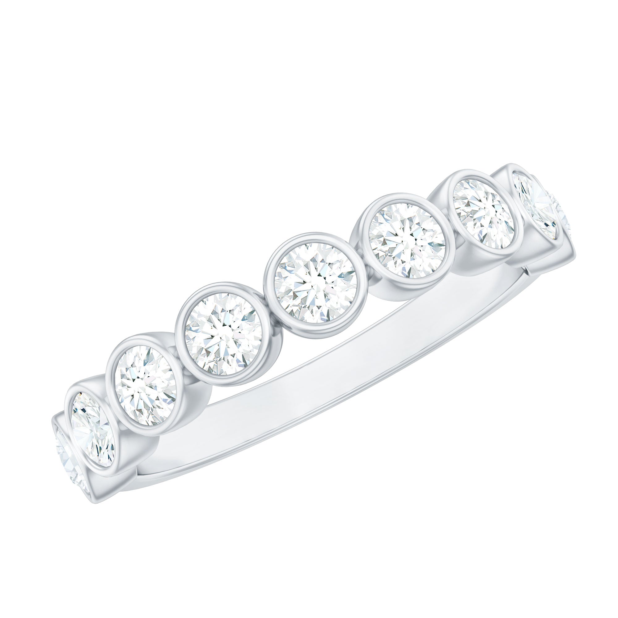 Rosec Jewels-Bezel Set Lab Grown Diamond Semi Eternity Ring for Women