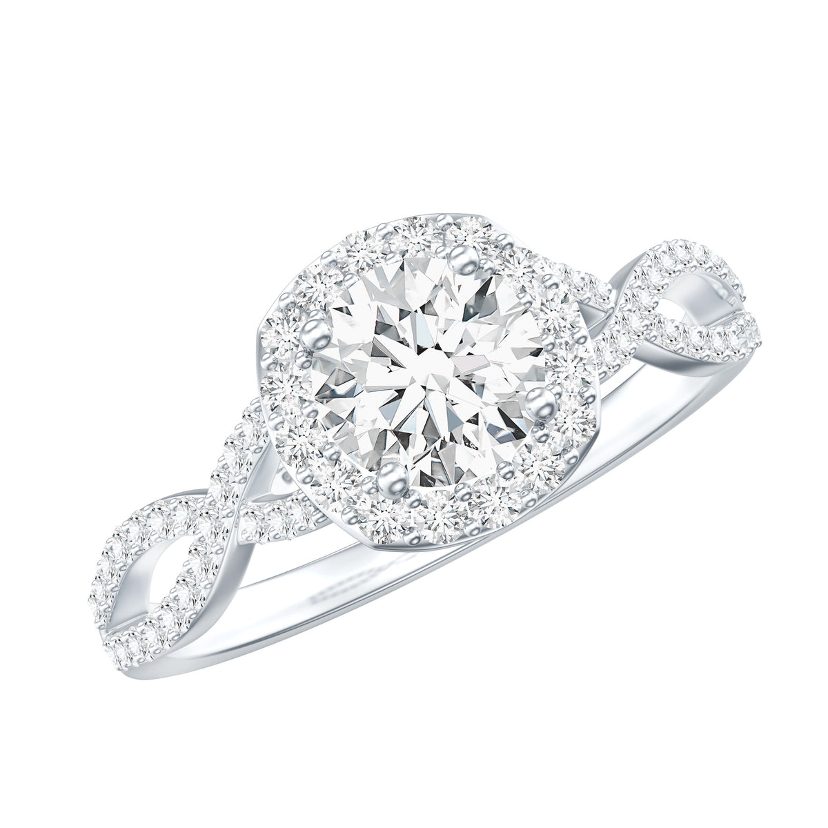 Classic Lab Grown Diamond Criss Cross Engagement Ring Lab - ( EF-VS ) - Rosec Jewels
