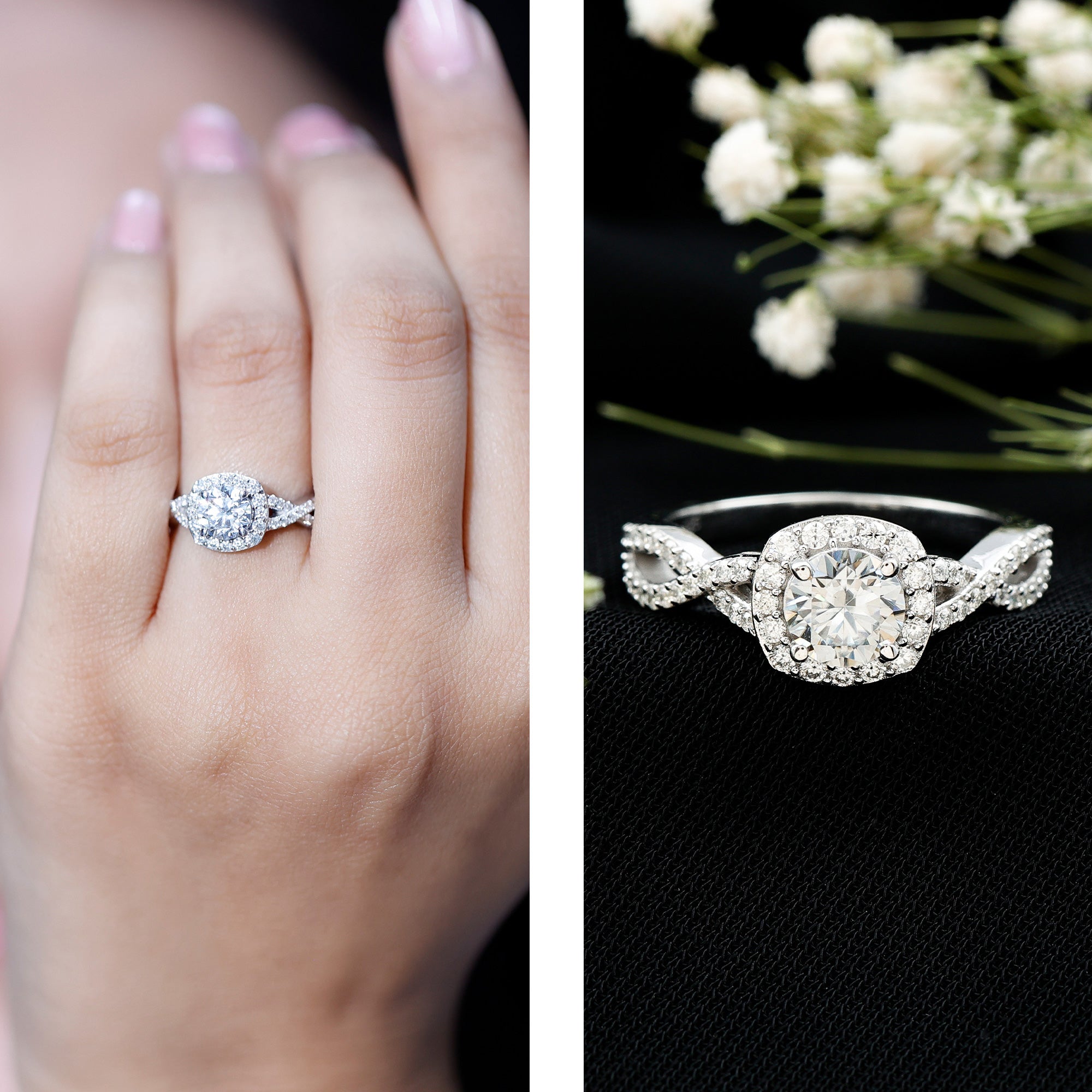 Classic Lab Grown Diamond Criss Cross Engagement Ring Lab - ( EF-VS ) - Rosec Jewels
