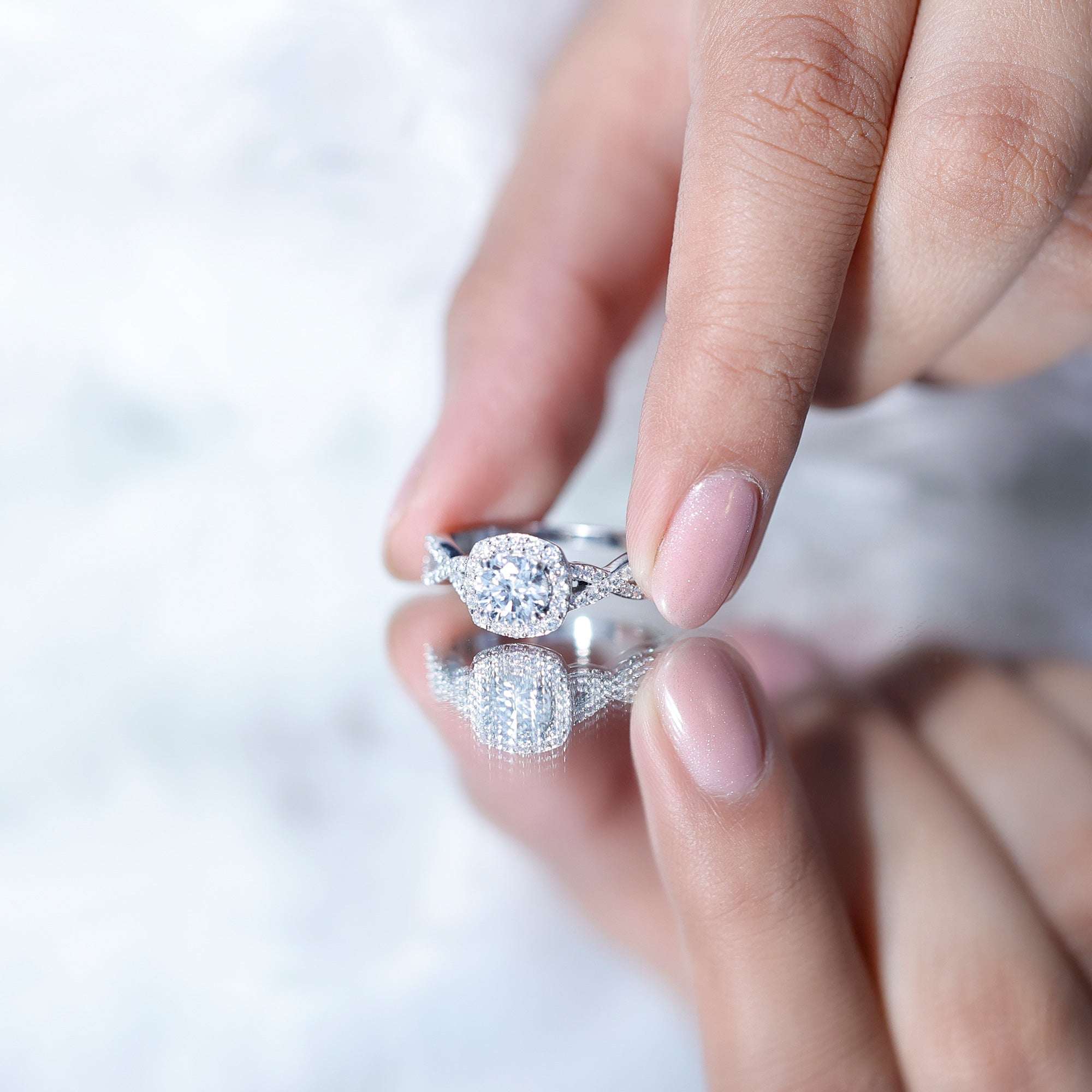 Classic Lab Grown Diamond Criss Cross Engagement Ring Lab - ( EF-VS ) - Rosec Jewels