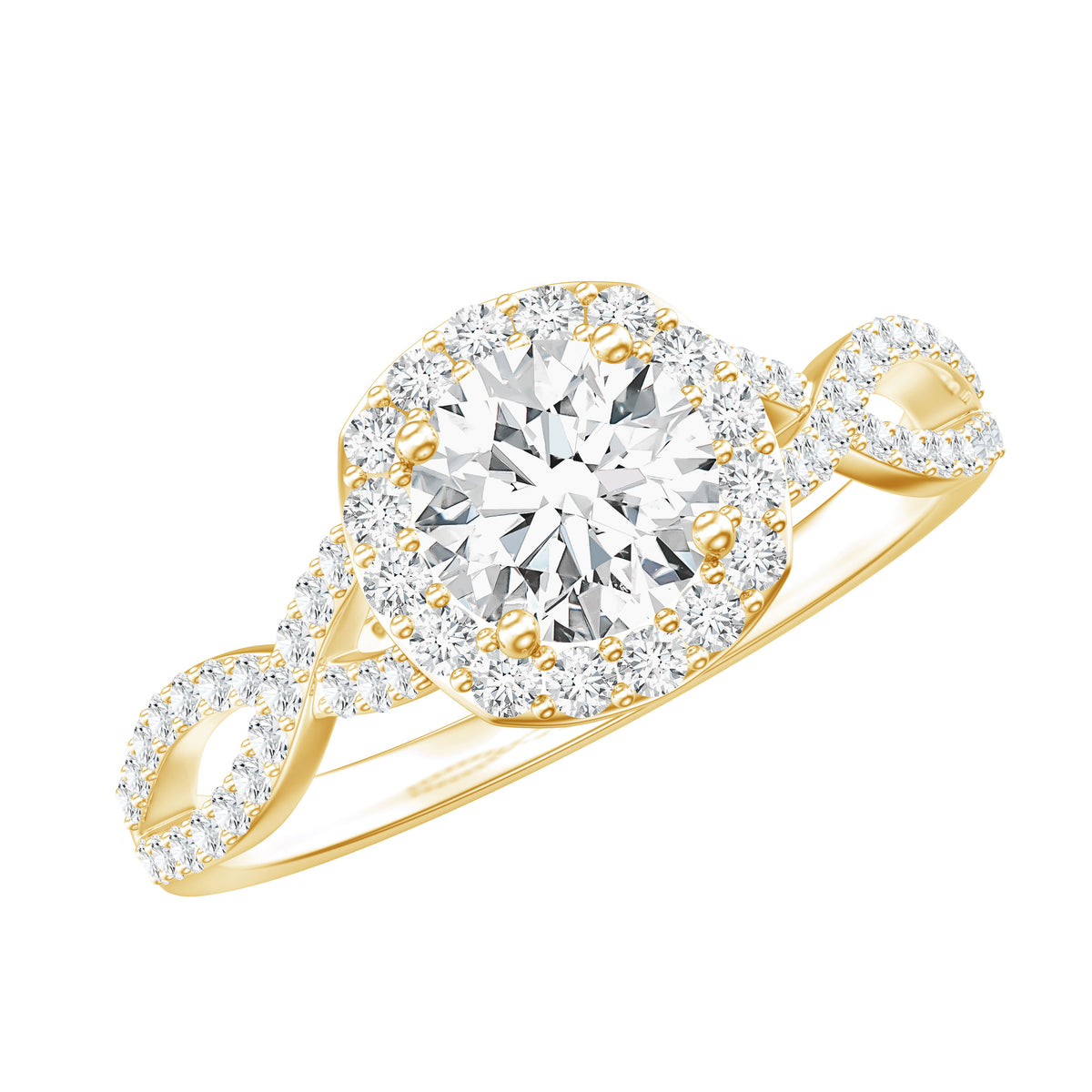 Classic Lab Grown Diamond Criss Cross Engagement Ring Lab - ( EF-VS ) - Rosec Jewels