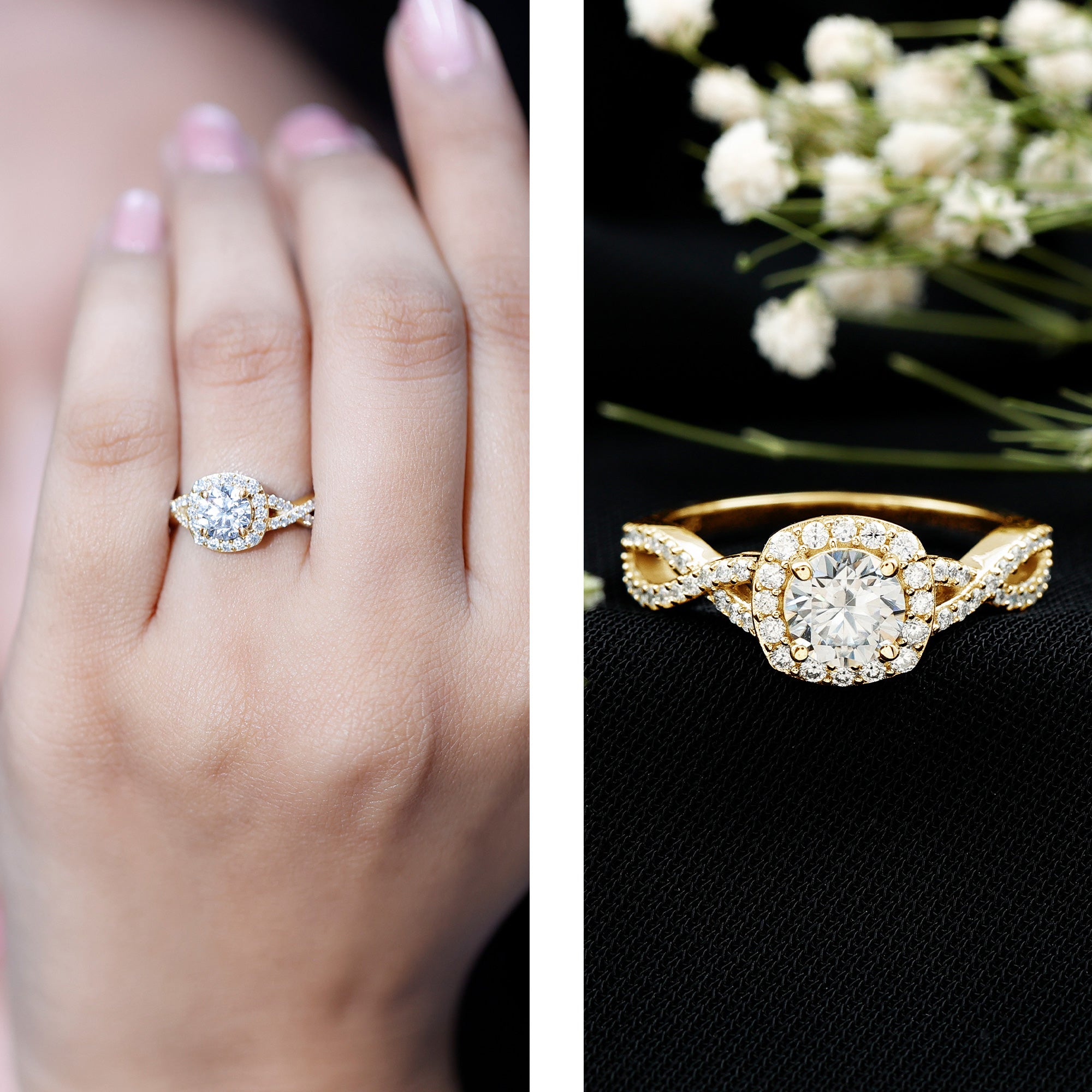 Classic Lab Grown Diamond Criss Cross Engagement Ring Lab - ( EF-VS ) - Rosec Jewels