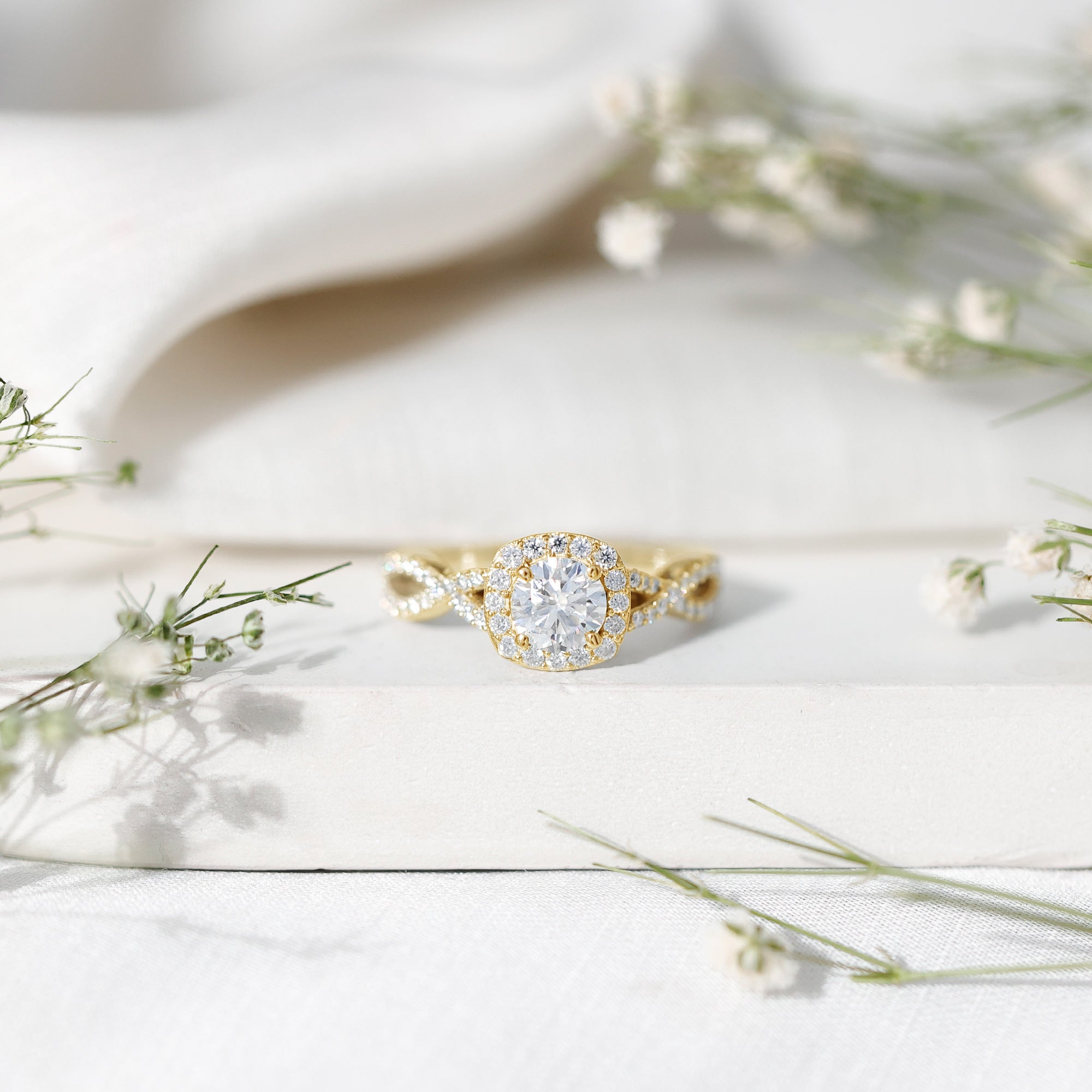Classic Lab Grown Diamond Criss Cross Engagement Ring Lab - ( EF-VS ) - Rosec Jewels