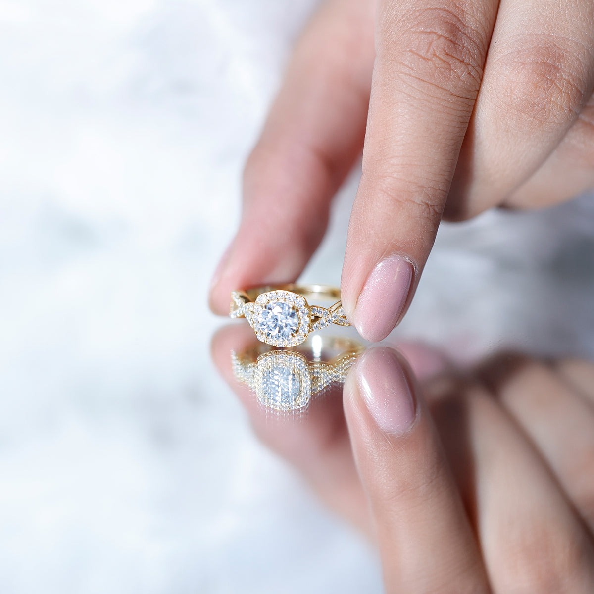 Classic Lab Grown Diamond Criss Cross Engagement Ring Lab - ( EF-VS ) - Rosec Jewels