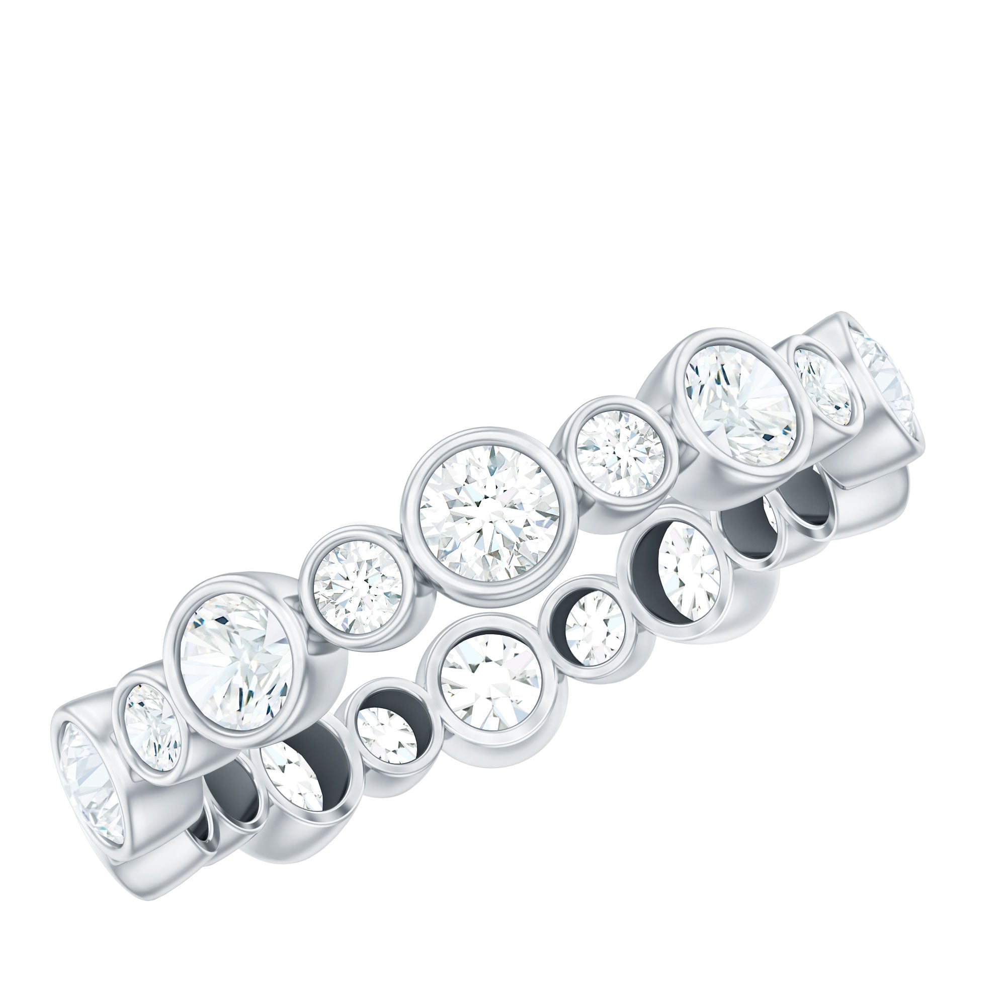 Lab Grown Diamond Bezel Set Wedding Band Lab - ( EF-VS ) - Rosec Jewels