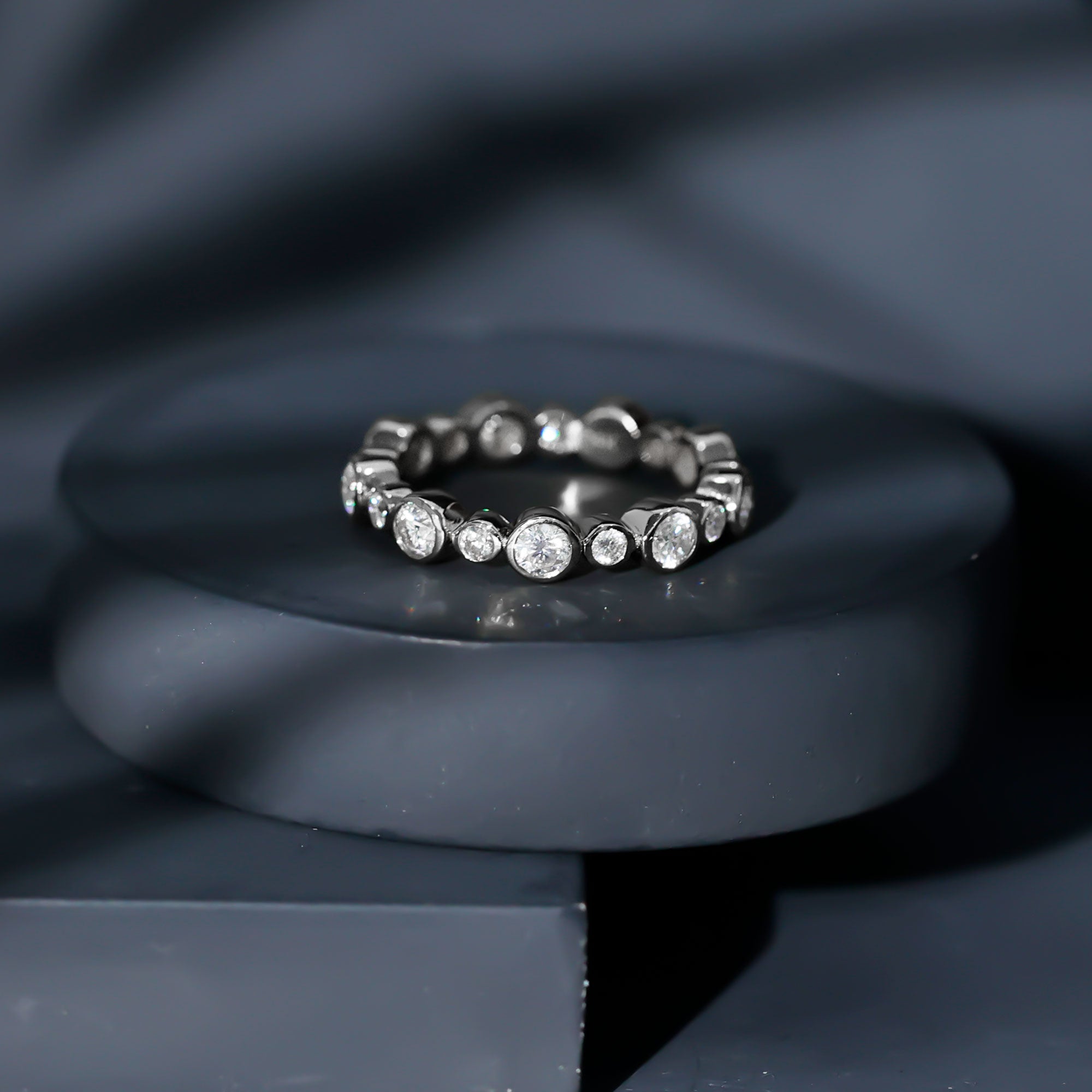 Lab Grown Diamond Bezel Set Wedding Band Lab - ( EF-VS ) - Rosec Jewels