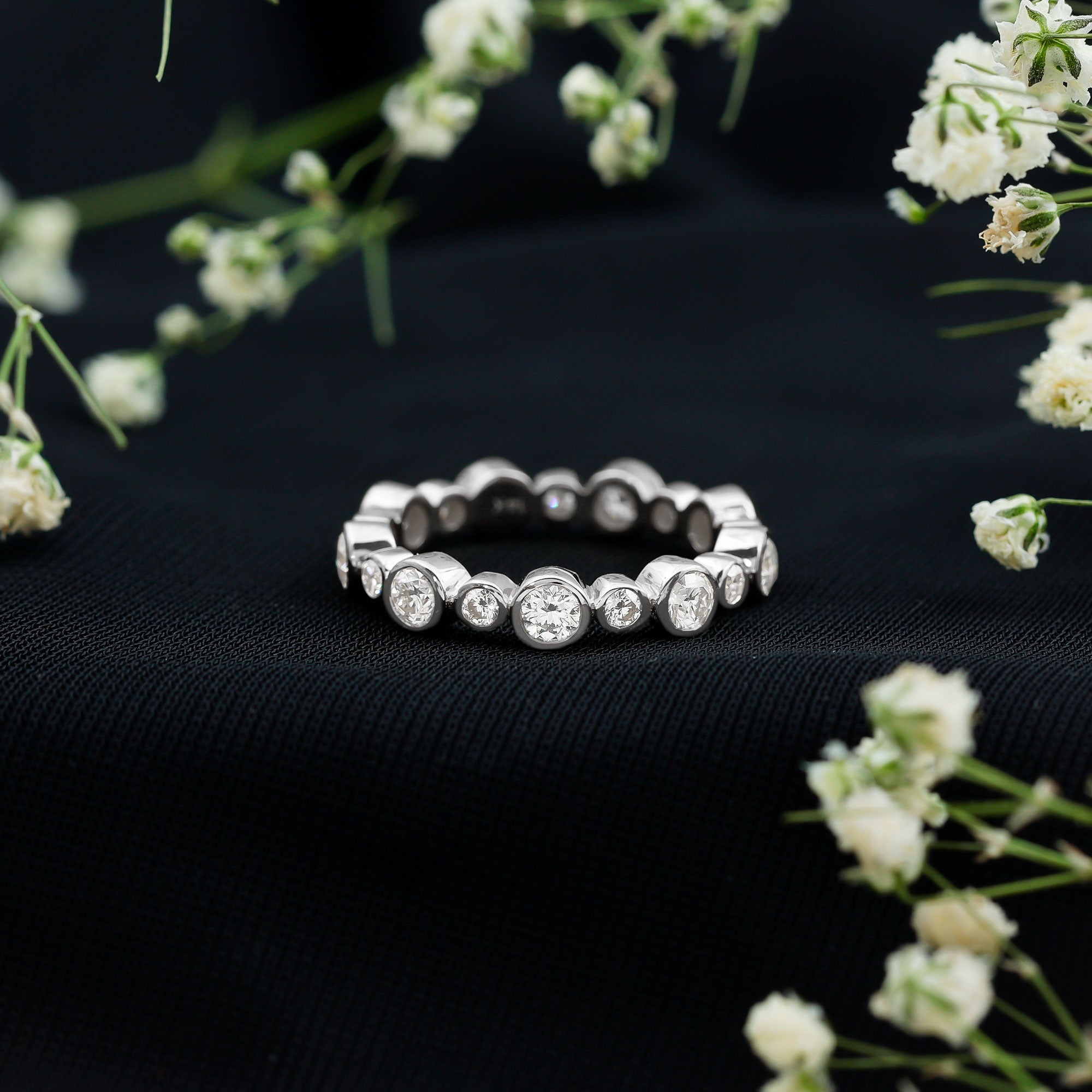 Lab Grown Diamond Bezel Set Wedding Band Lab - ( EF-VS ) - Rosec Jewels