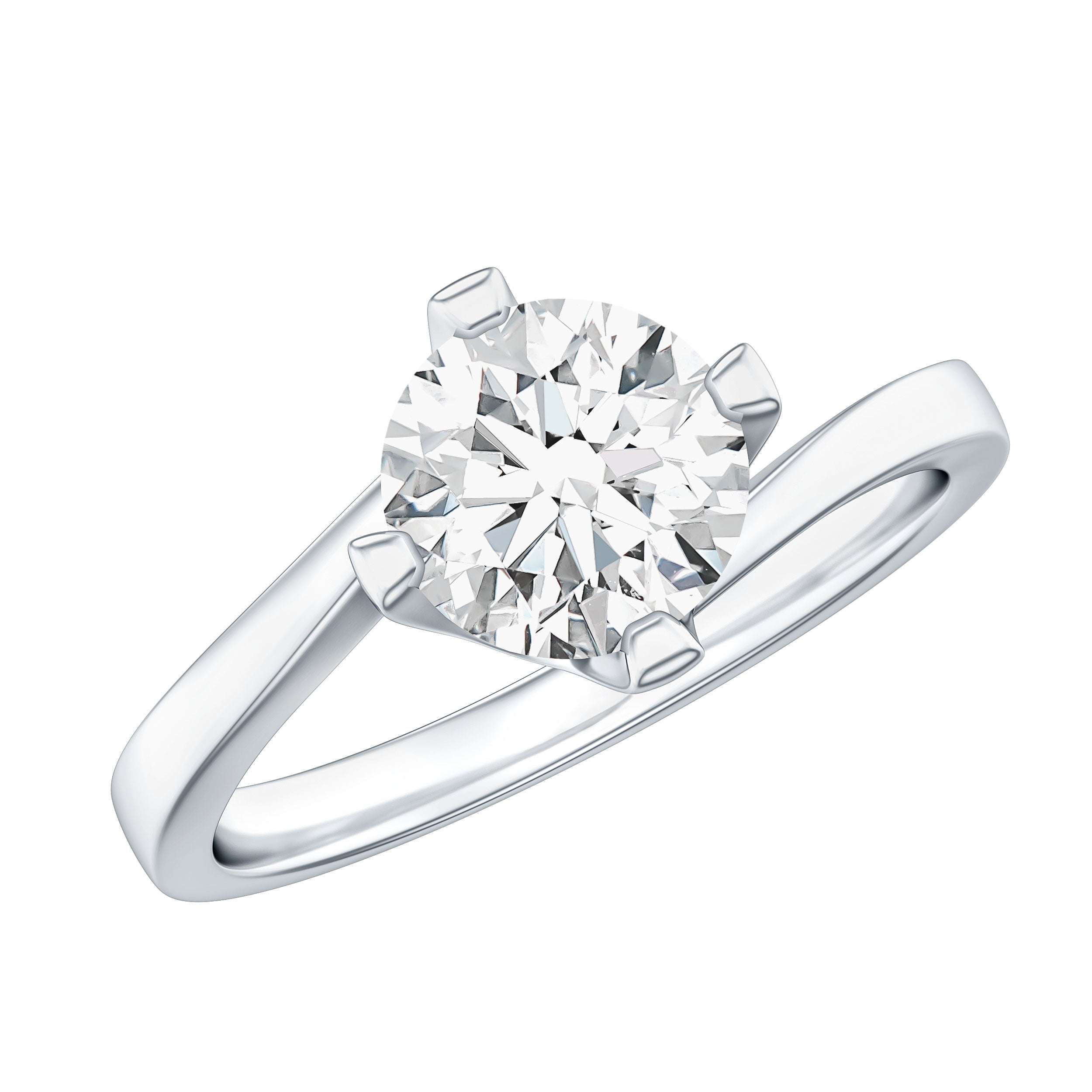 Lab Grown Diamond Engagement Ring With Diagonal 4 Prongs