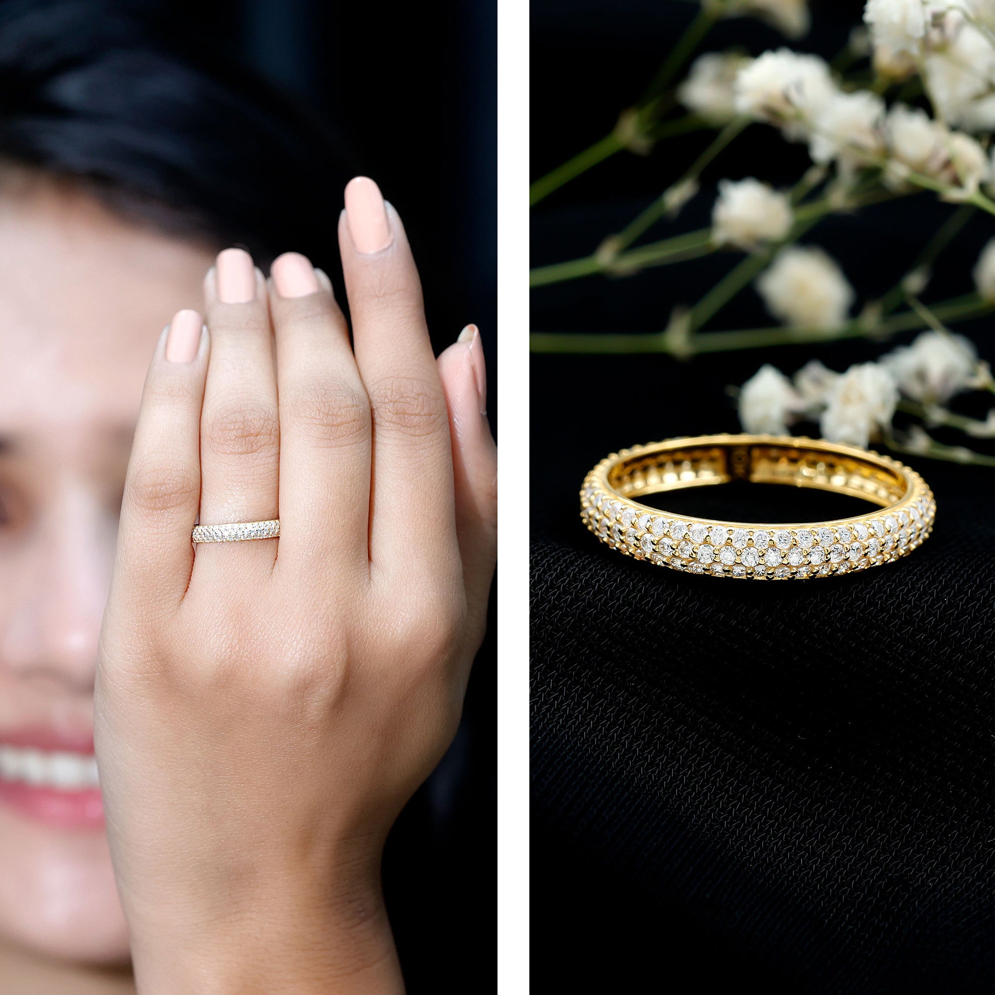 Round Cut Lab Grown Diamond Eternity Wedding Band Lab - ( EF-VS ) - Rosec Jewels