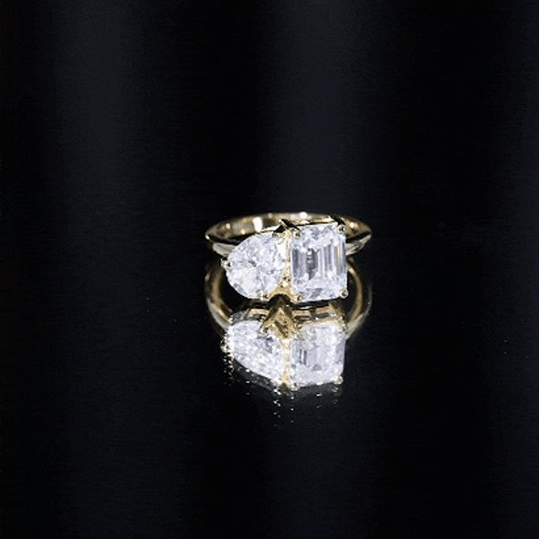 Lab Created Diamond Moi Et Toi Engagement Ring for Women Lab - ( EF-VS ) - Rosec Jewels