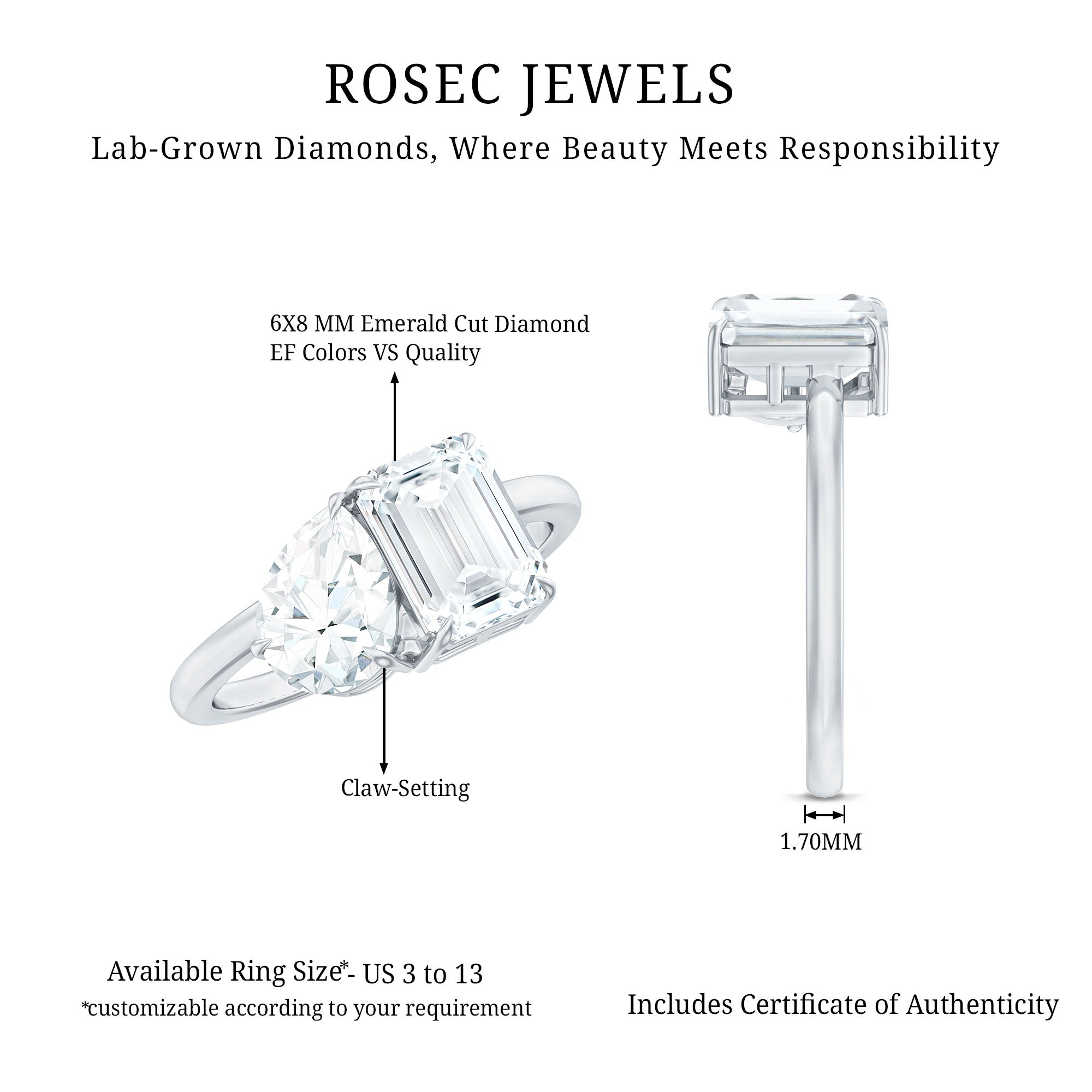 Rosec Jewels-Lab Created Diamond Moi Et Toi Engagement Ring for Women