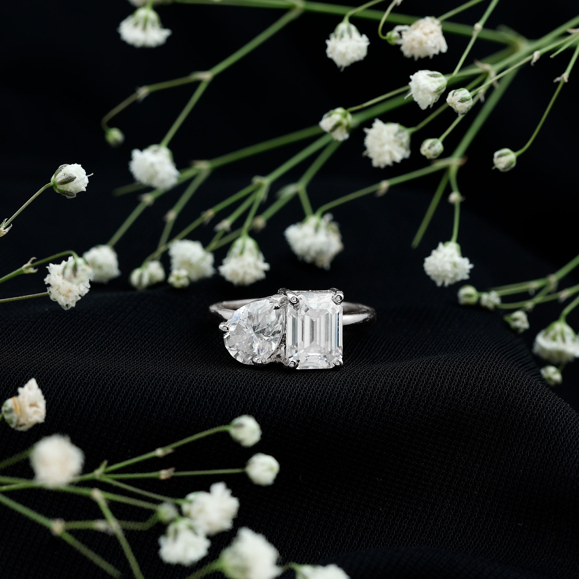 Lab Created Diamond Moi Et Toi Engagement Ring for Women Lab - ( EF-VS ) - Rosec Jewels