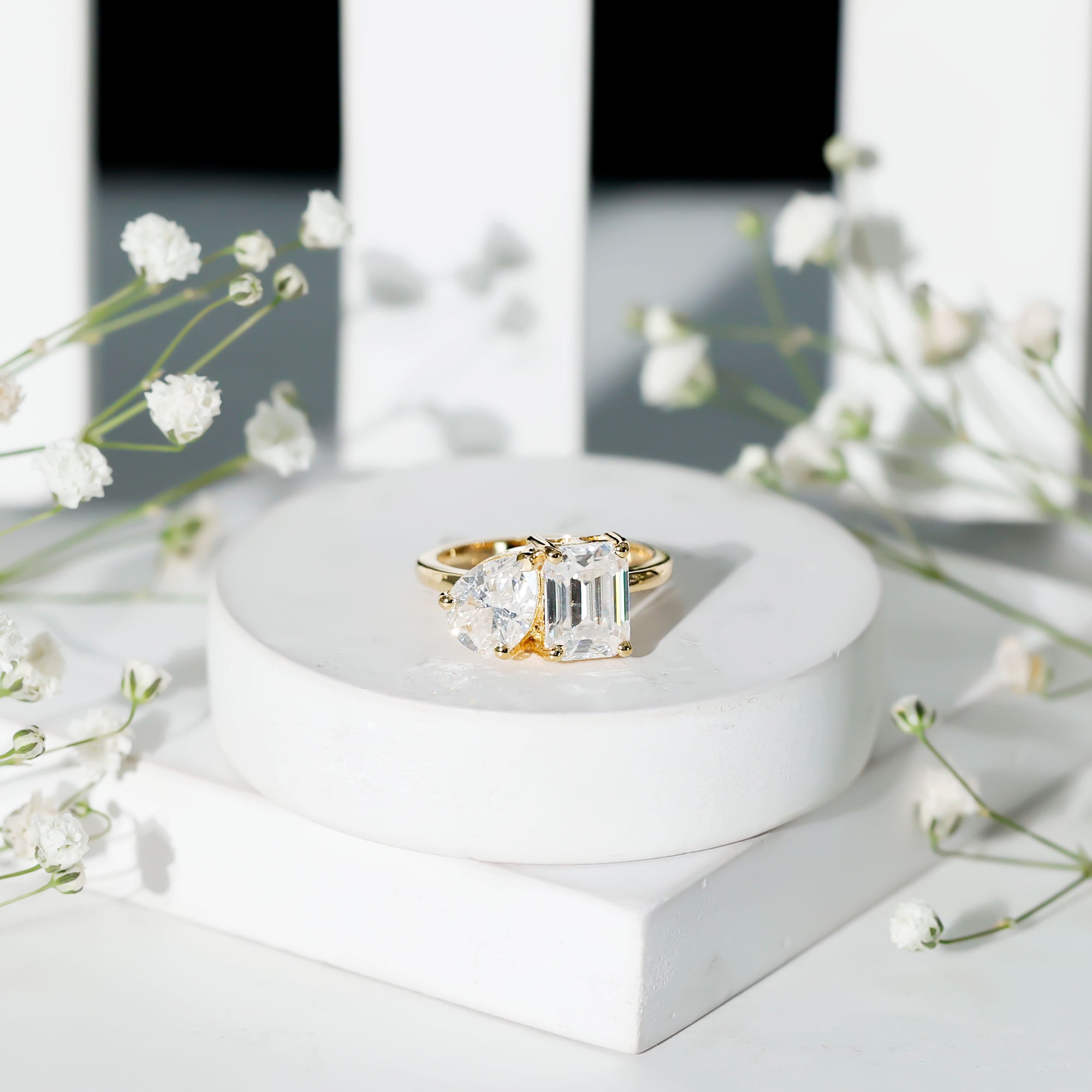 Lab Created Diamond Moi Et Toi Engagement Ring for Women Lab - ( EF-VS ) - Rosec Jewels