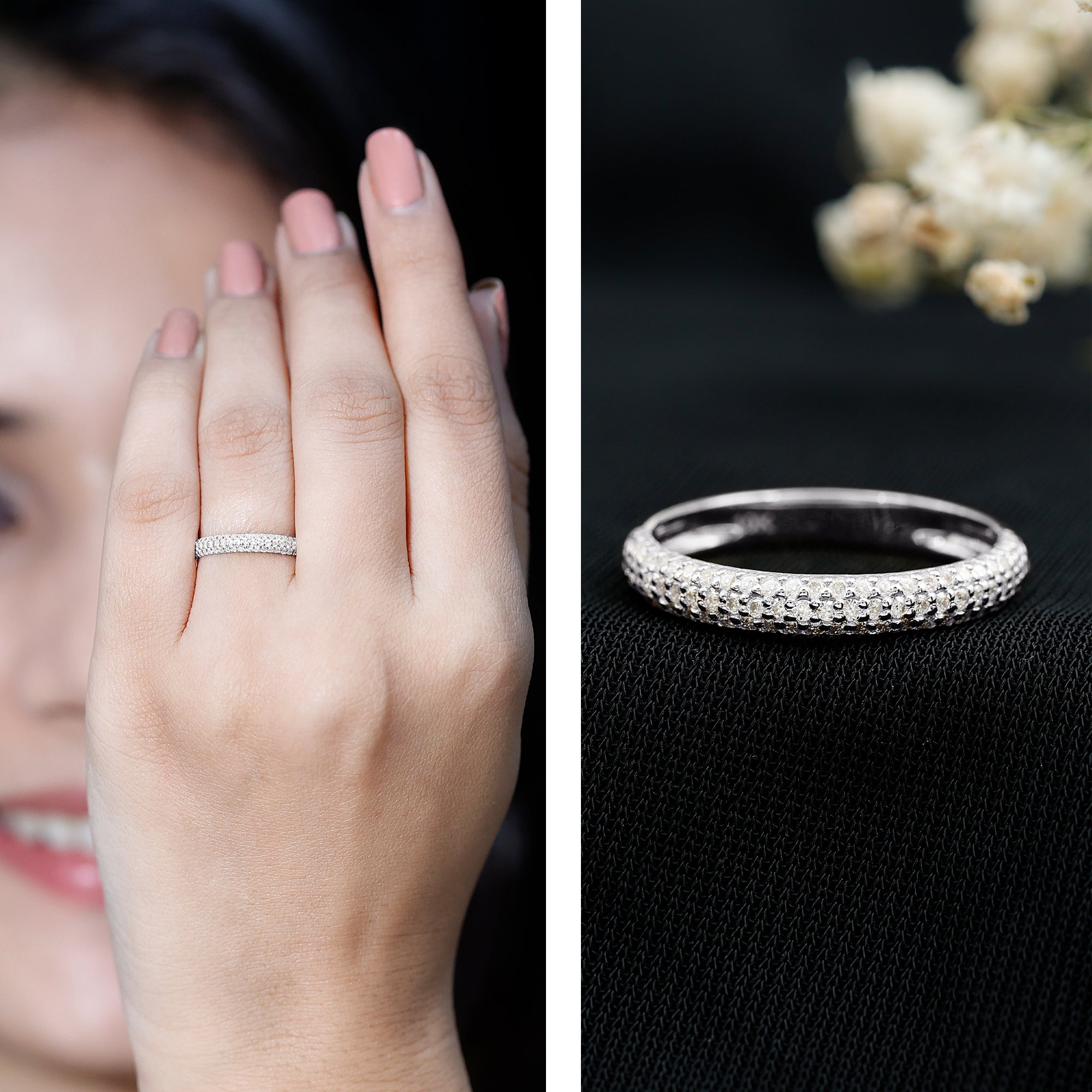 Certified Lab Grown Diamond 3 Row Eternity Ring Lab - ( EF-VS ) - Rosec Jewels