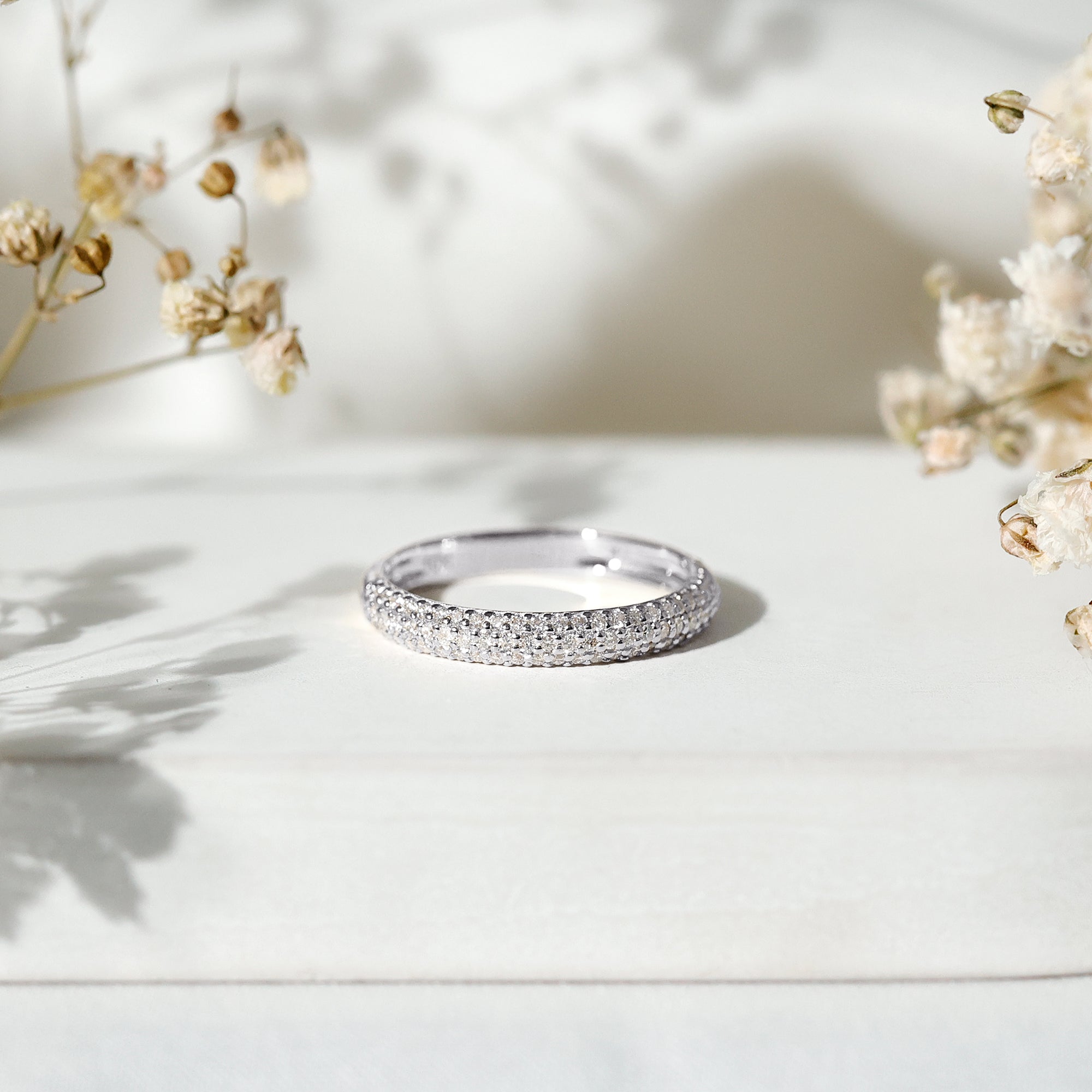 Certified Lab Grown Diamond 3 Row Eternity Ring Lab - ( EF-VS ) - Rosec Jewels