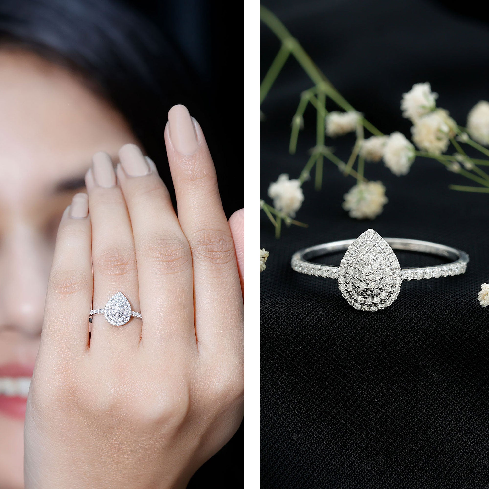 Rosec Jewels-Lab Grown Diamond Pear Shaped Engagement Ring for Her
