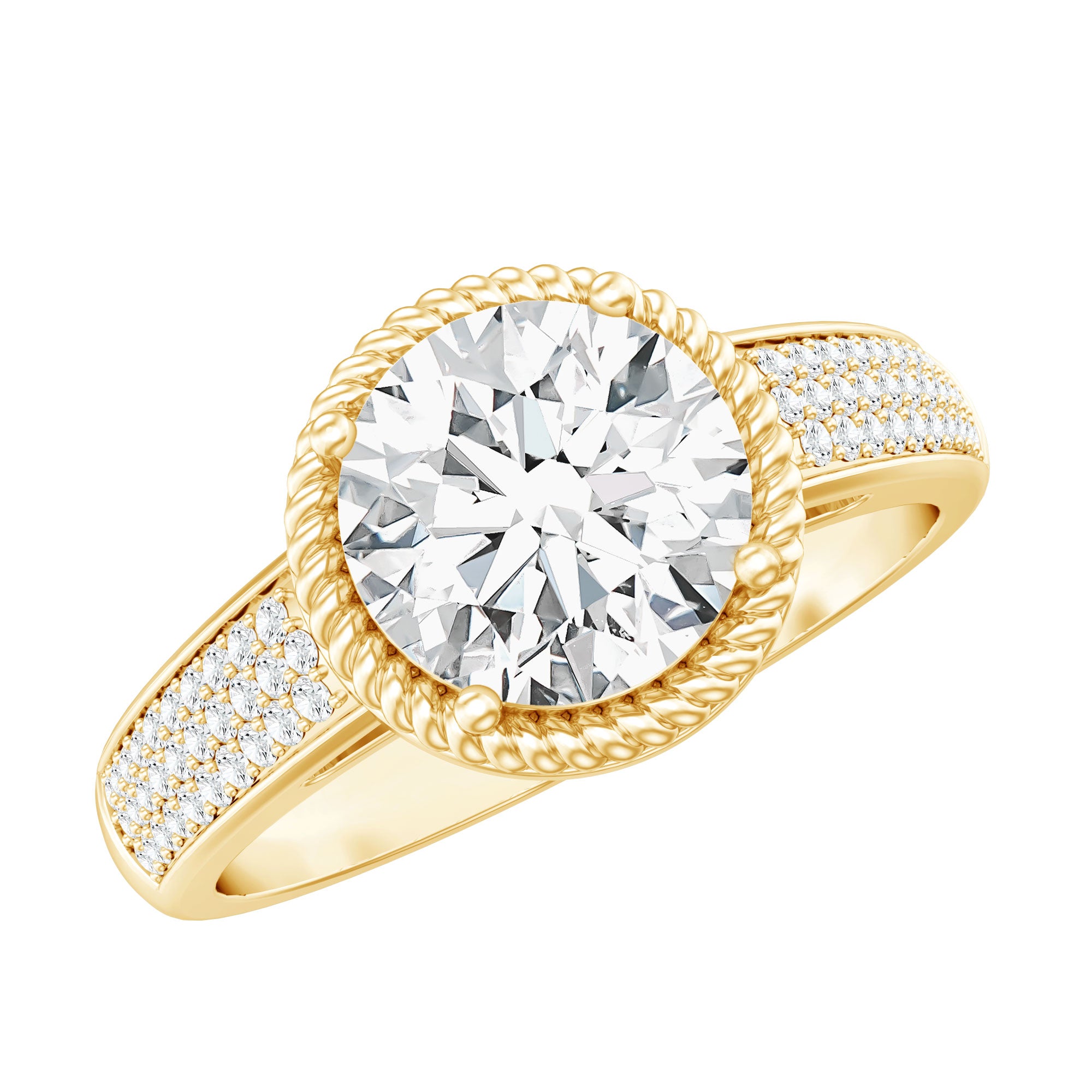 Rosec Jewels-Lab Grown Diamond Circle Engagement Ring With Rope Frame