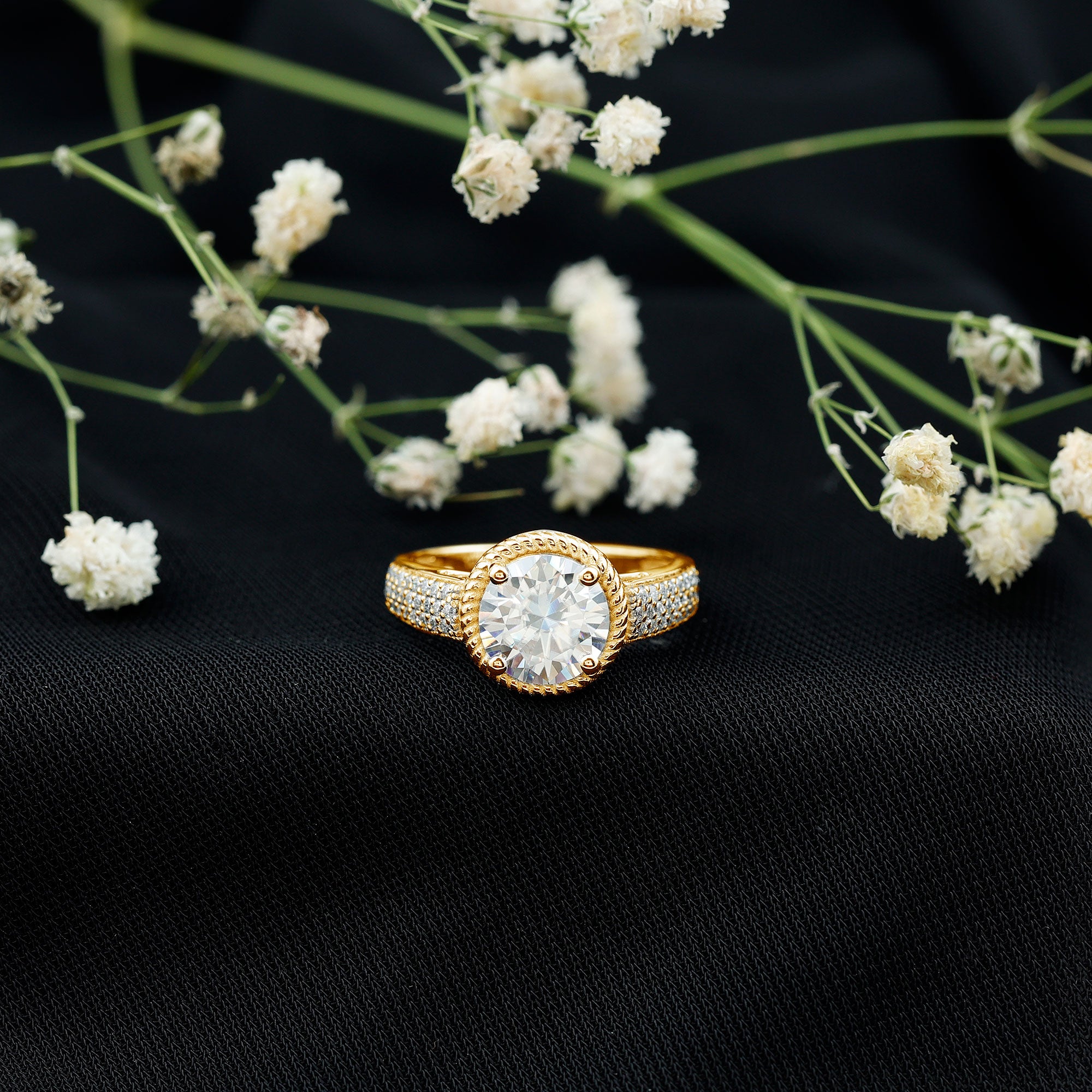 Rosec Jewels-Lab Grown Diamond Circle Engagement Ring With Rope Frame