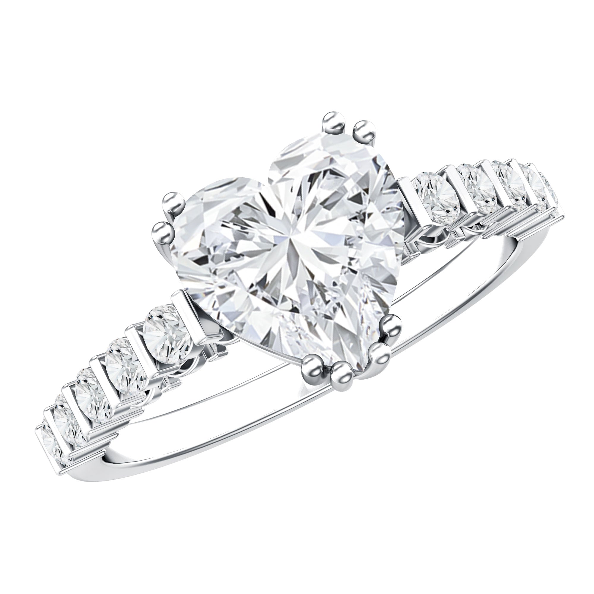 Certified 8 MM Lab Grown Diamond Heart Engagement Ring for Her Lab - ( EF-VS ) - Rosec Jewels