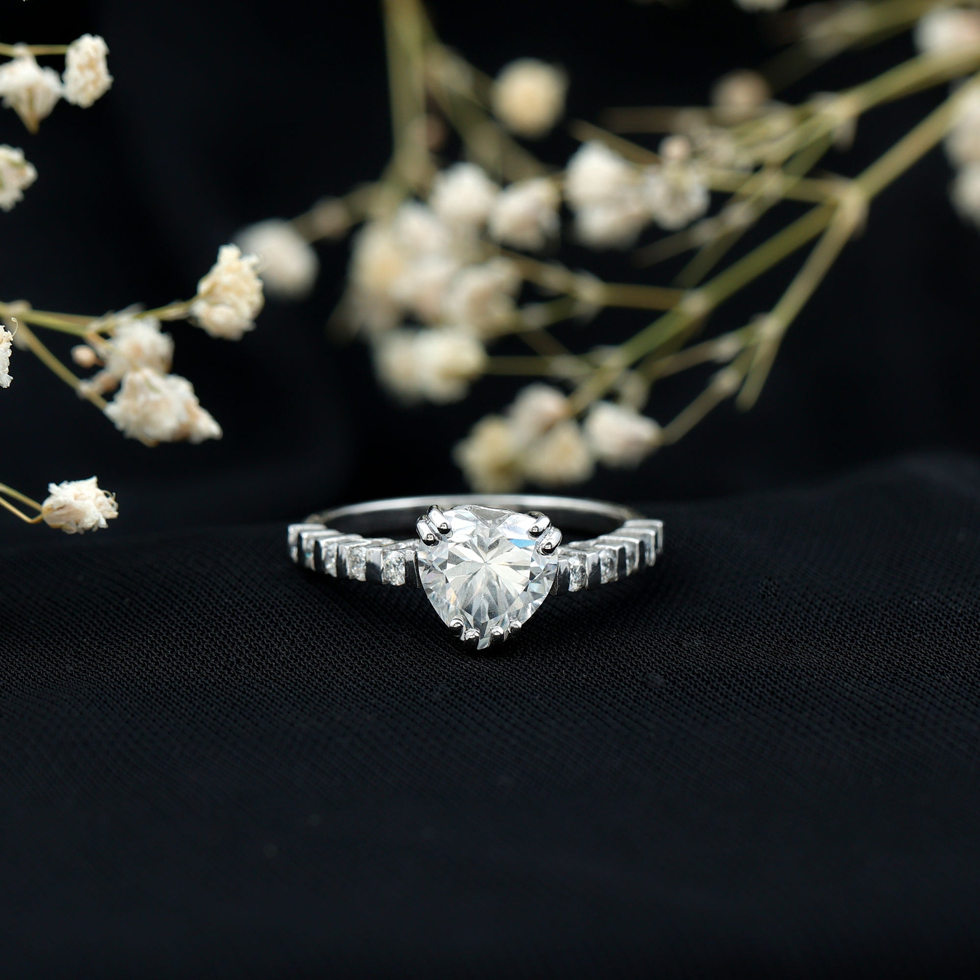 Certified 8 MM Lab Grown Diamond Heart Engagement Ring for Her Lab - ( EF-VS ) - Rosec Jewels