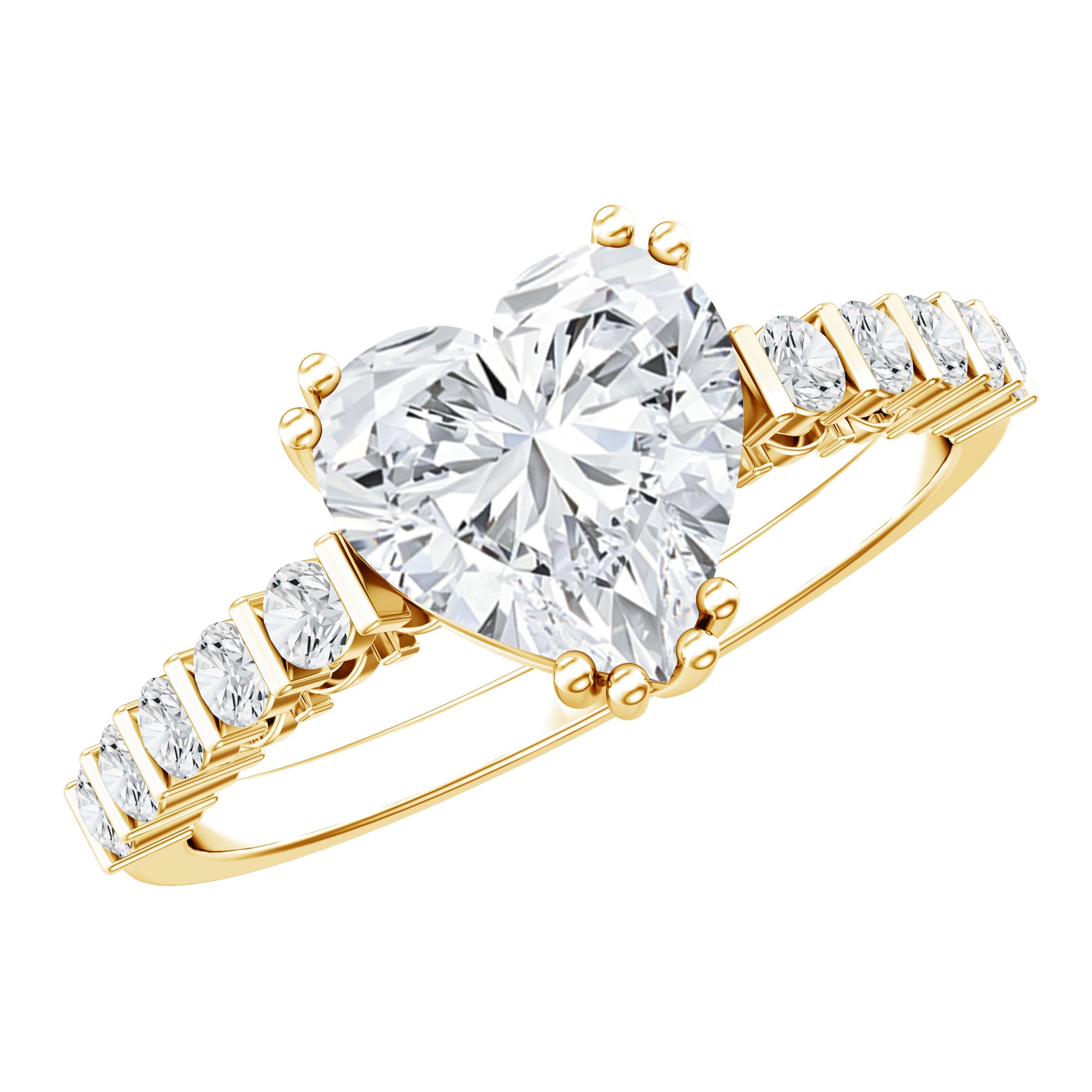 Certified 8 MM Lab Grown Diamond Heart Engagement Ring for Her Lab - ( EF-VS ) - Rosec Jewels