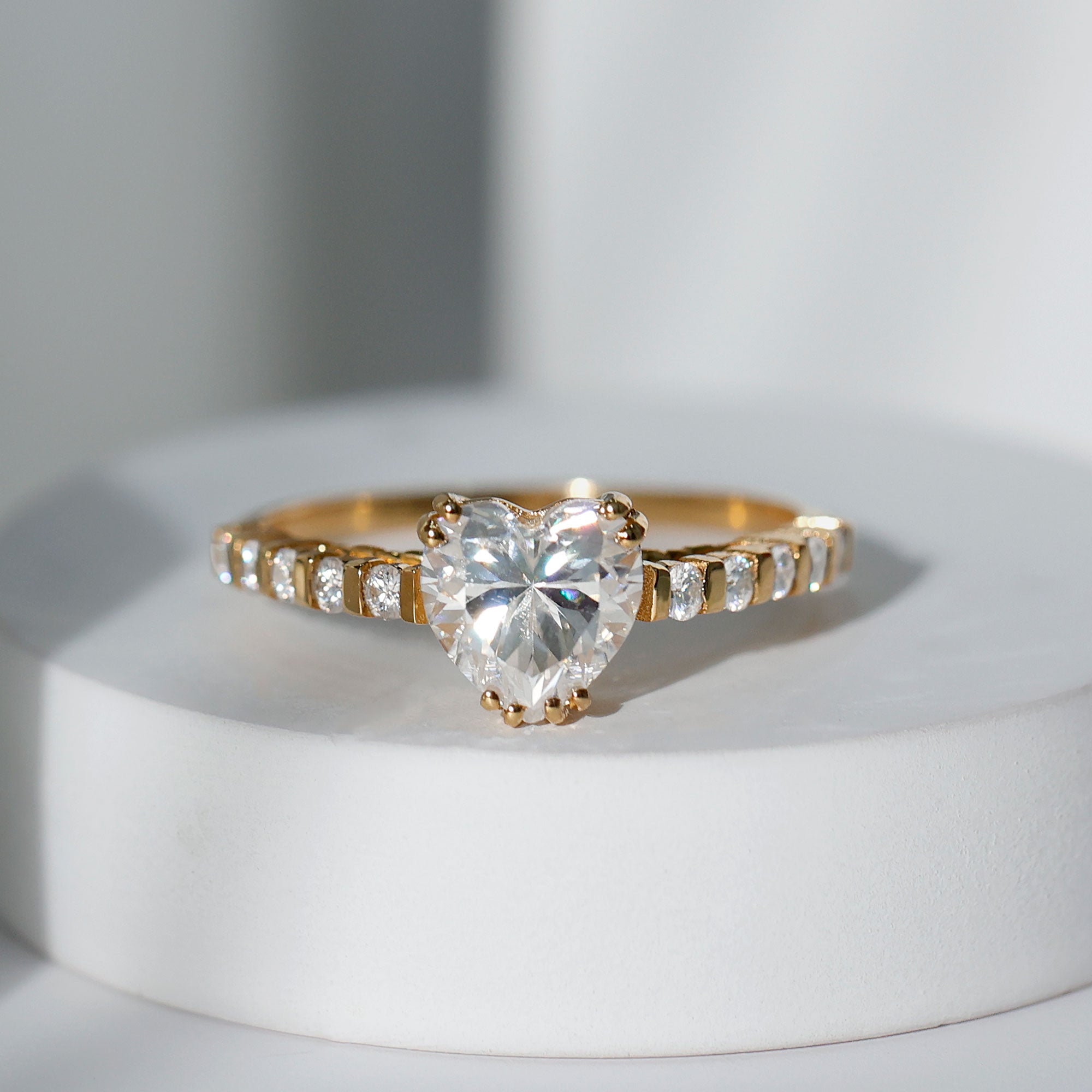 Certified 8 MM Lab Grown Diamond Heart Engagement Ring for Her Lab - ( EF-VS ) - Rosec Jewels