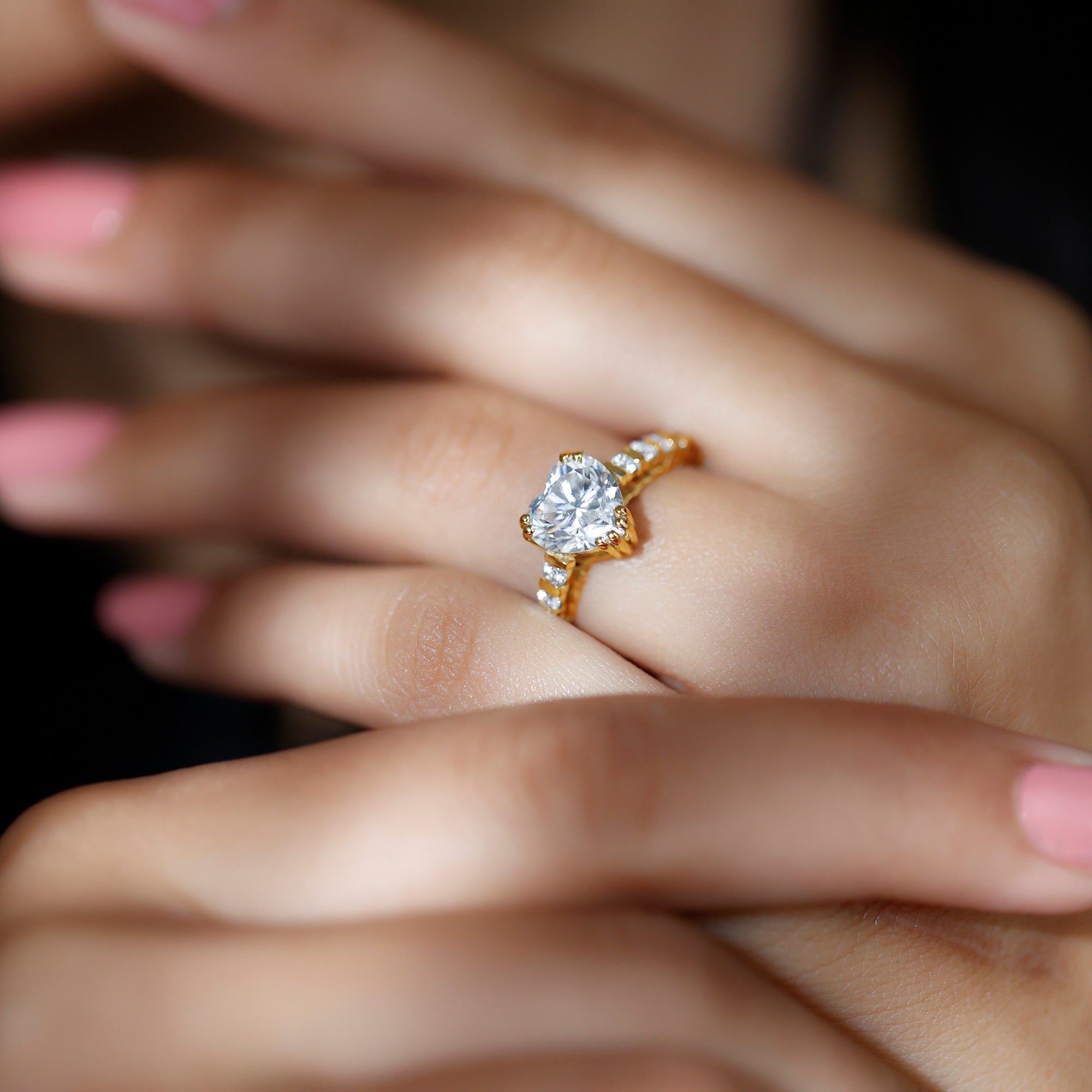 Certified 8 MM Lab Grown Diamond Heart Engagement Ring for Her Lab - ( EF-VS ) - Rosec Jewels