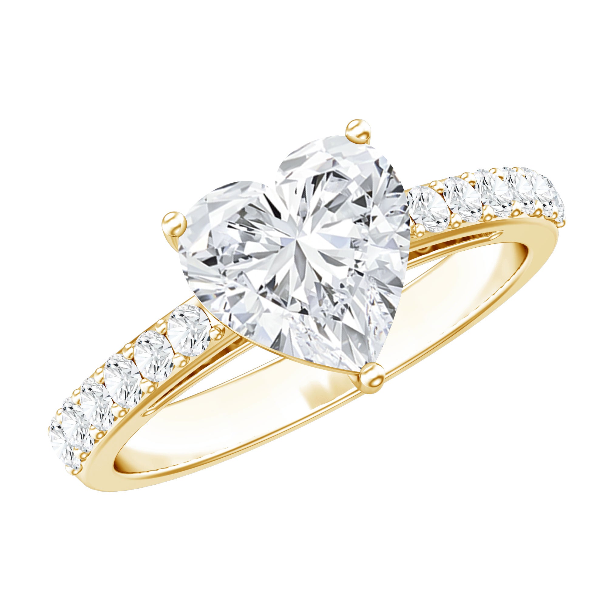 3 Prong Lab Grown Diamond Heart Engagement Ring For Women Lab - ( EF-VS ) - Rosec Jewels