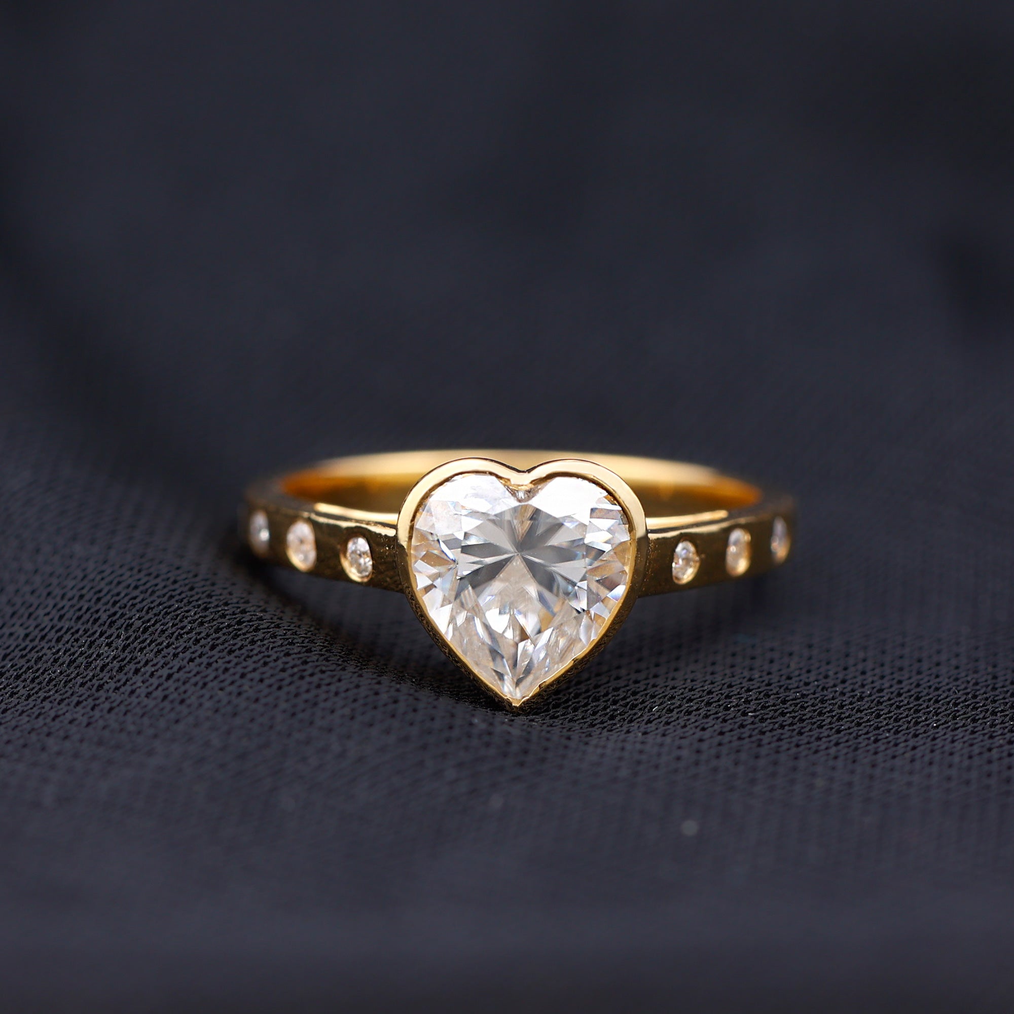 Bezel Set Brilliant Cut Lab Created Diamond Heart Engagement Ring For Women Lab - ( EF-VS ) - Rosec Jewels