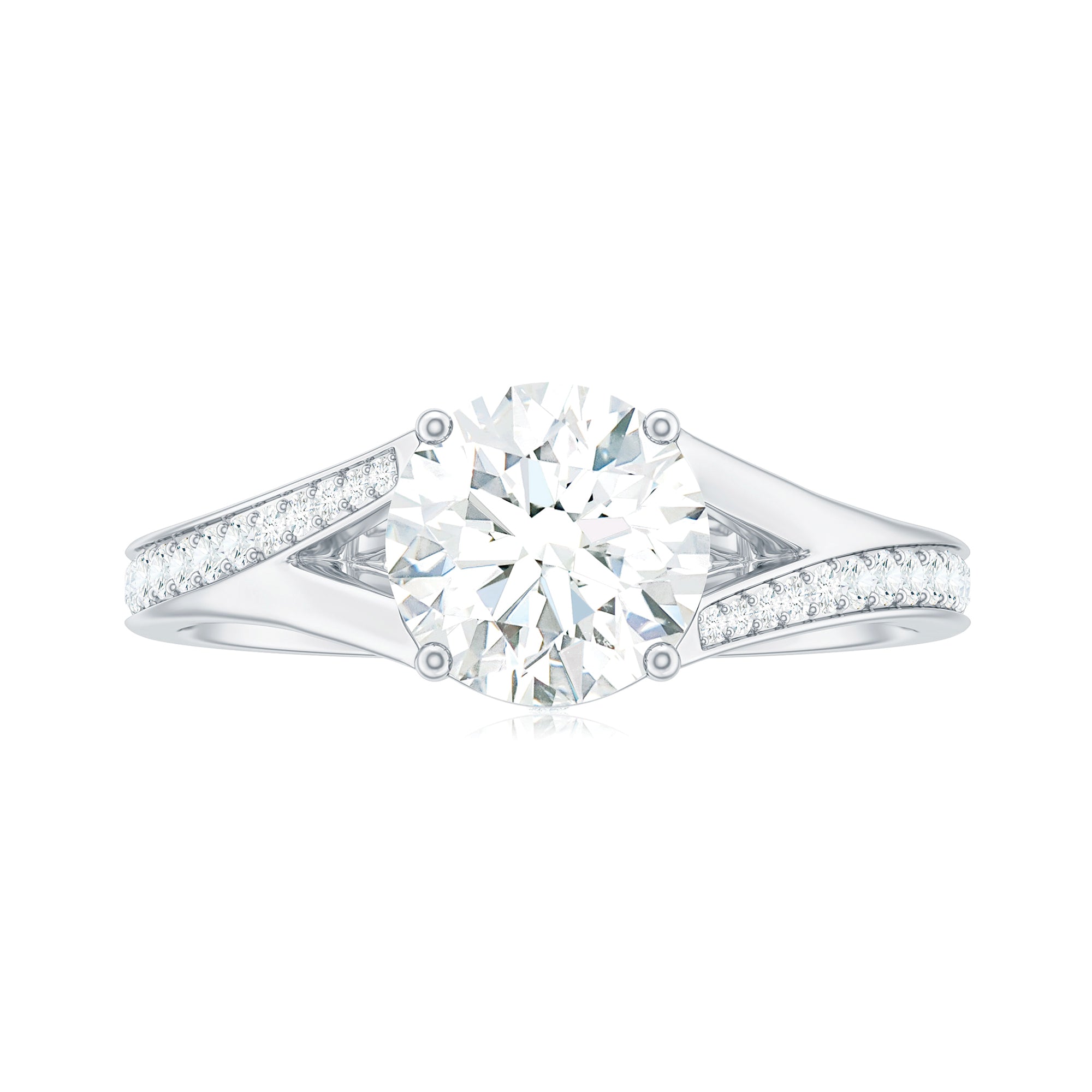 Rosec Jewels-4 Prong Lab Grown Diamond Solitaire Engagement Ring with Split Shank