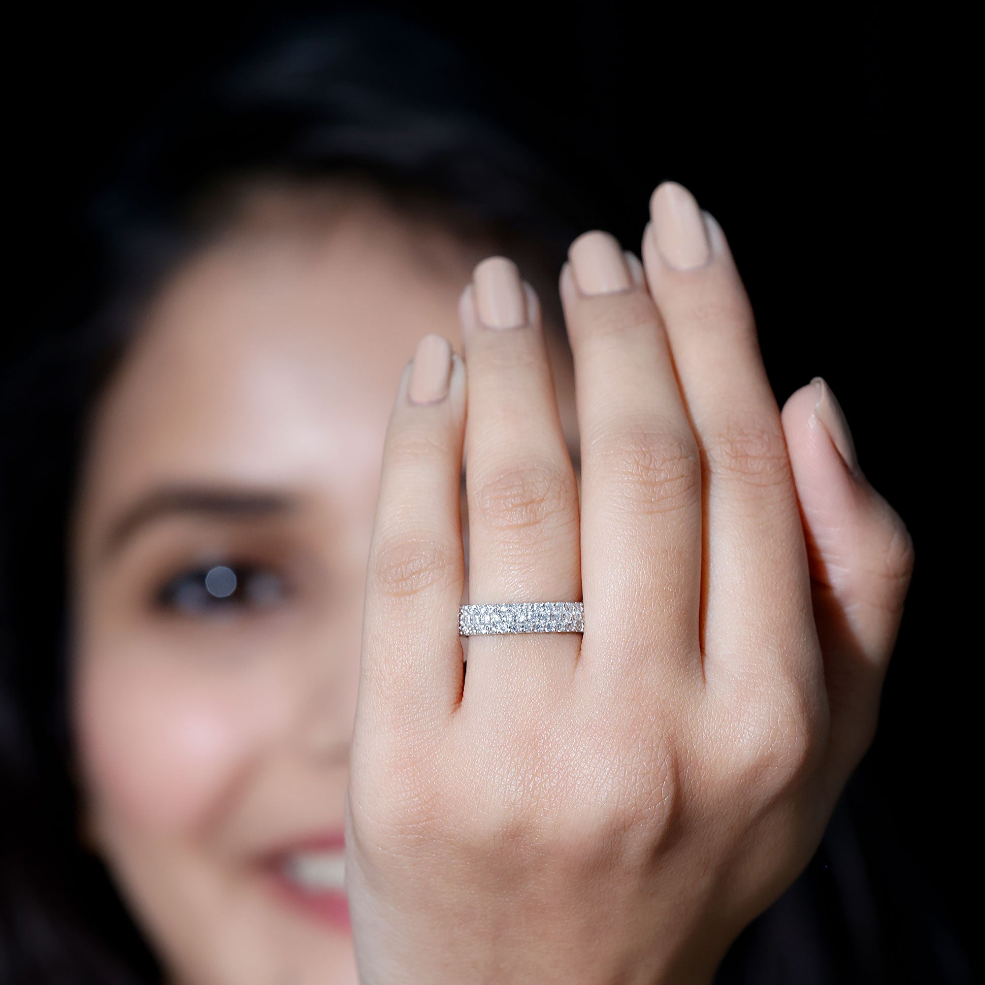 Rosec Jewels-Lab Grown Diamond 3 Row Wedding Band For Women