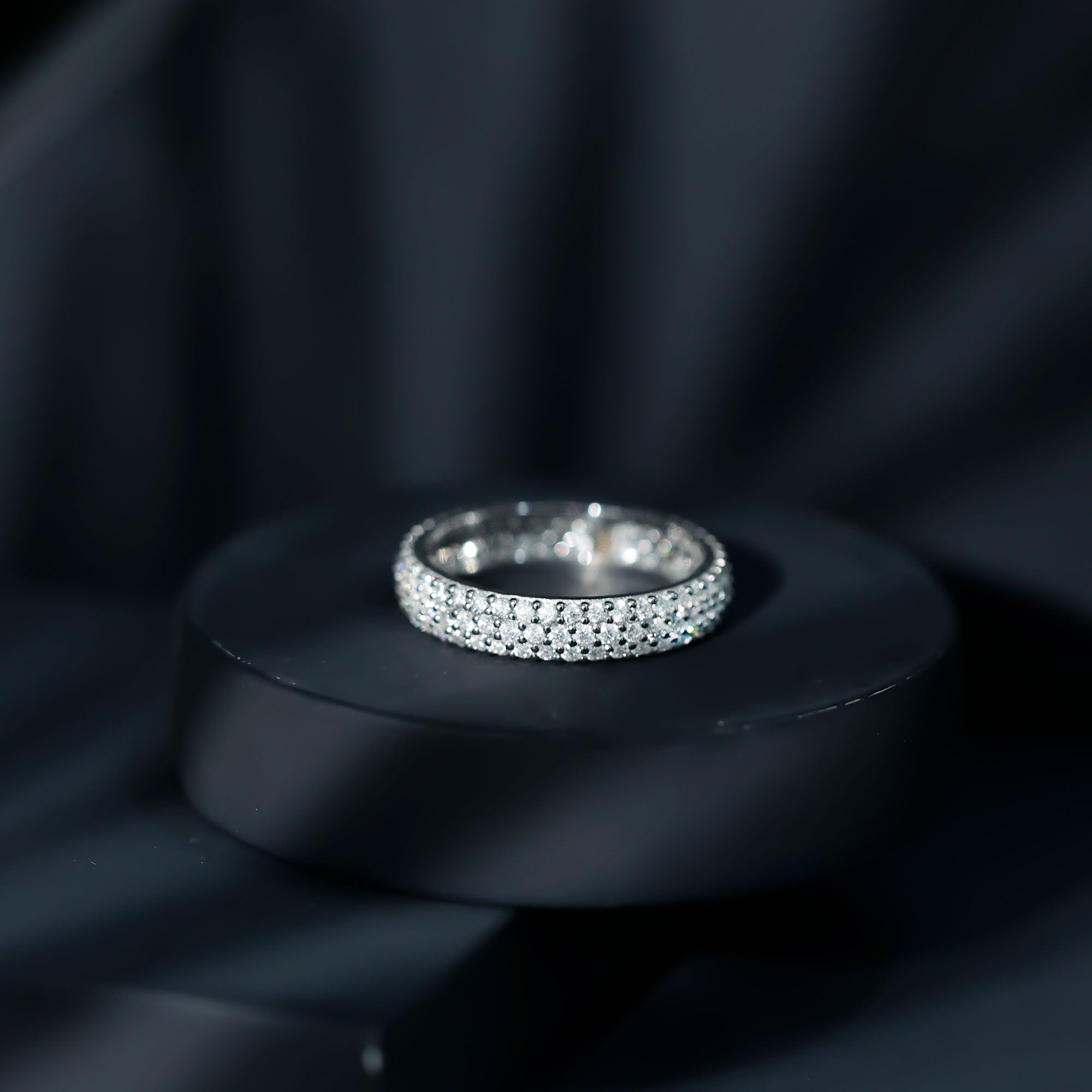 Lab Grown Diamond 3 Row Wedding Band For Women Lab - ( EF-VS ) - Rosec Jewels