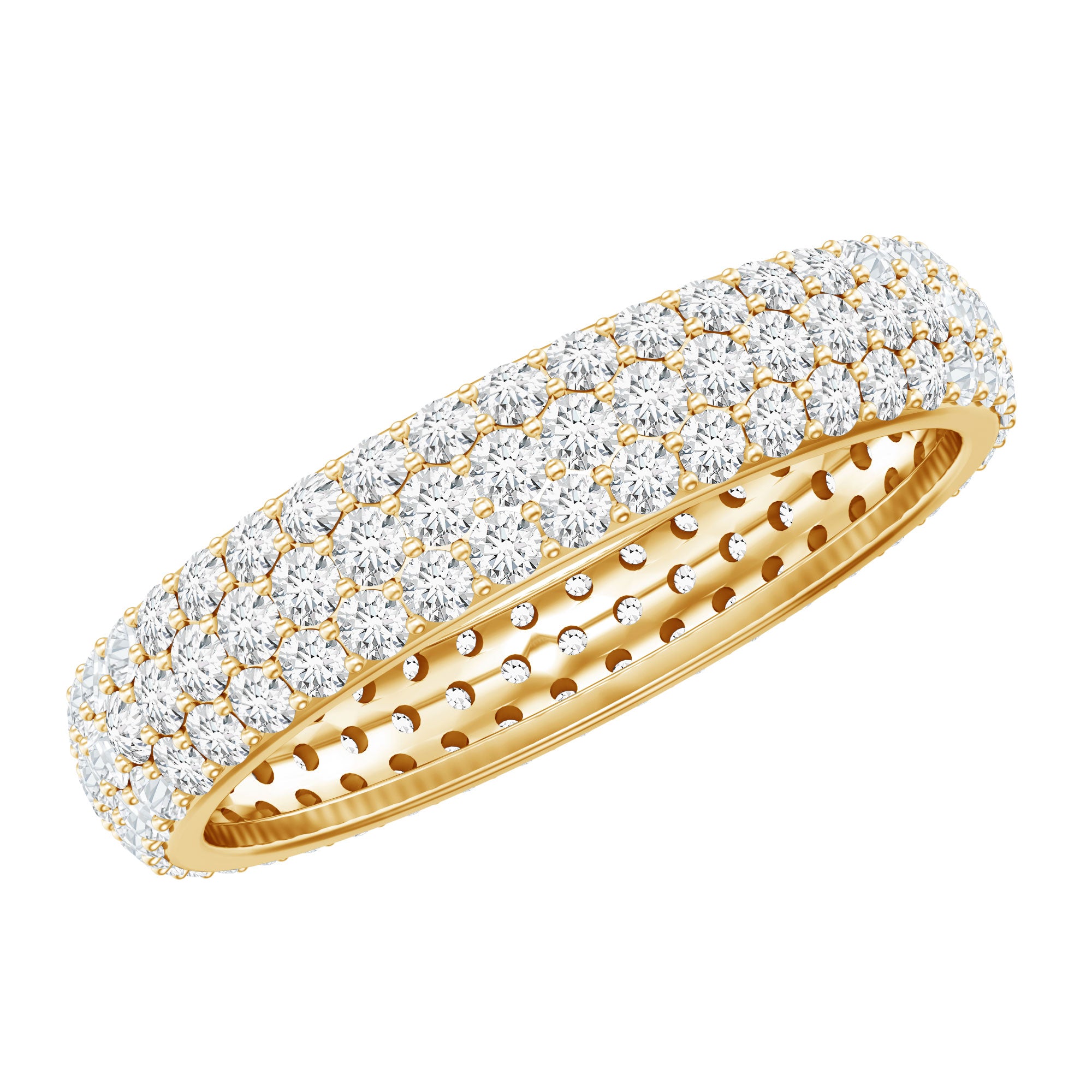 Lab Grown Diamond 3 Row Wedding Band For Women Lab - ( EF-VS ) - Rosec Jewels