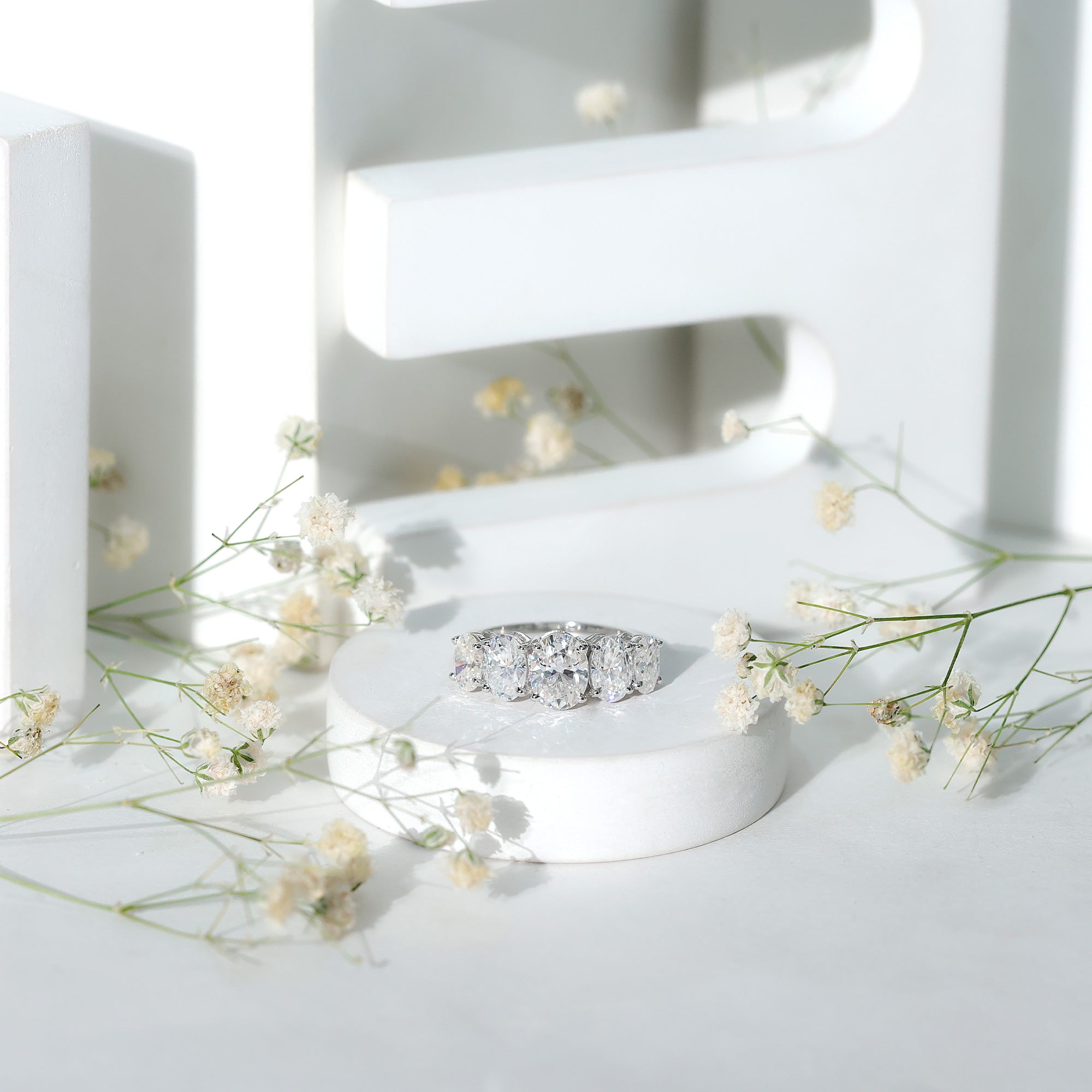Lab Grown Diamond 5 Stone Statement Ring Lab - ( EF-VS ) - Rosec Jewels