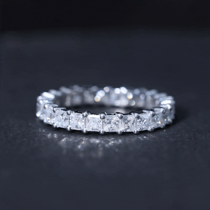 Certified Lab Grown Diamond Princess Cut Wedding Ring Lab - ( EF-VS ) - Rosec Jewels